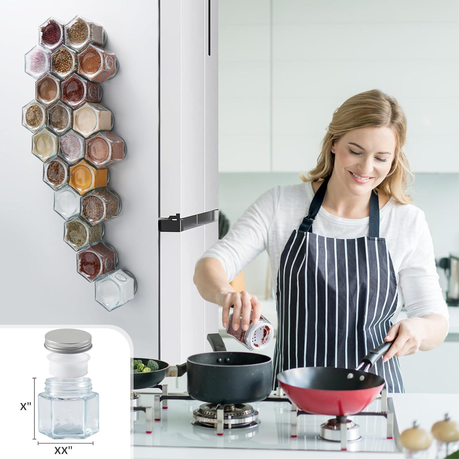 Conjunto de 20 frascos magnéticos Homazing 118ml hexagonales