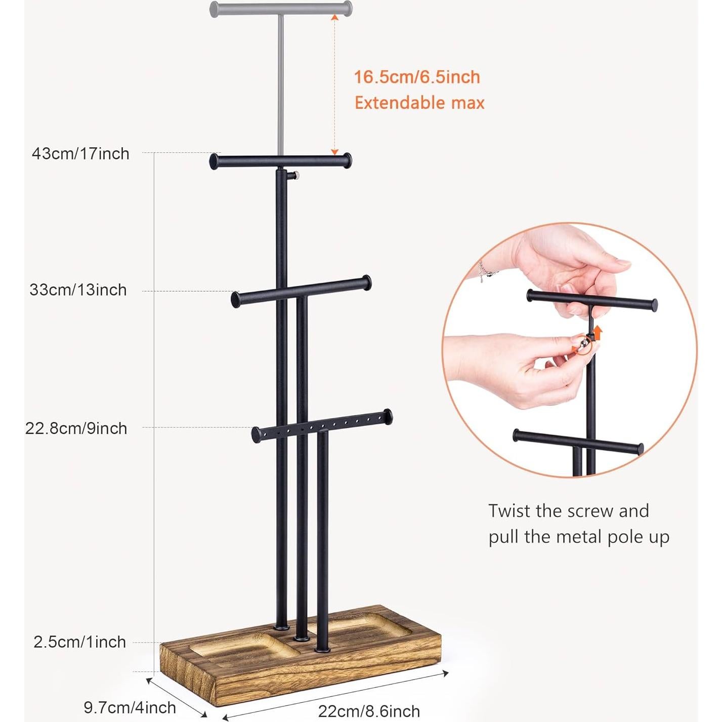 Organizador de Joyería Love-KANKEI 3 Niveles Metal y Madera
