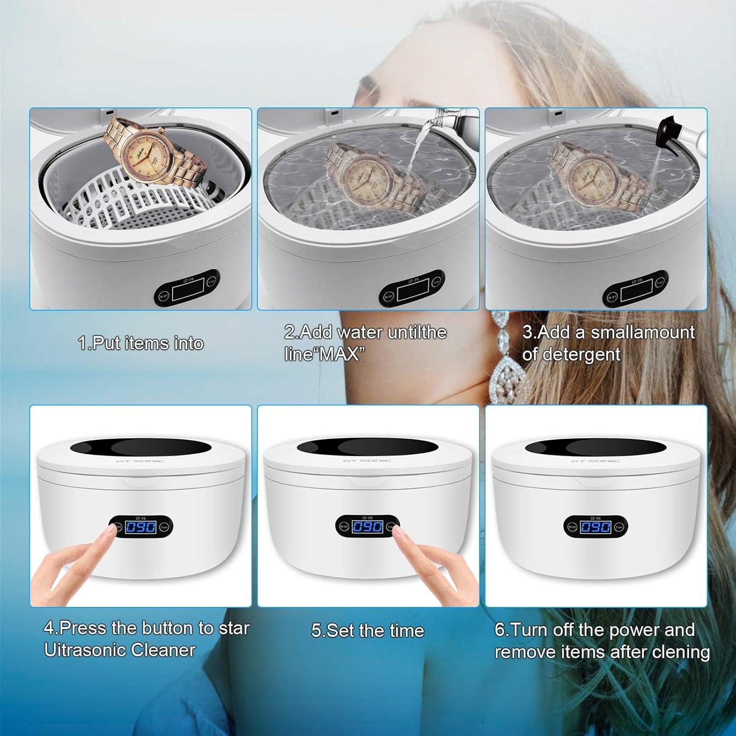 Limpiador Ultrasónico de Joyas GTSONIC 739 ml con Temporizador