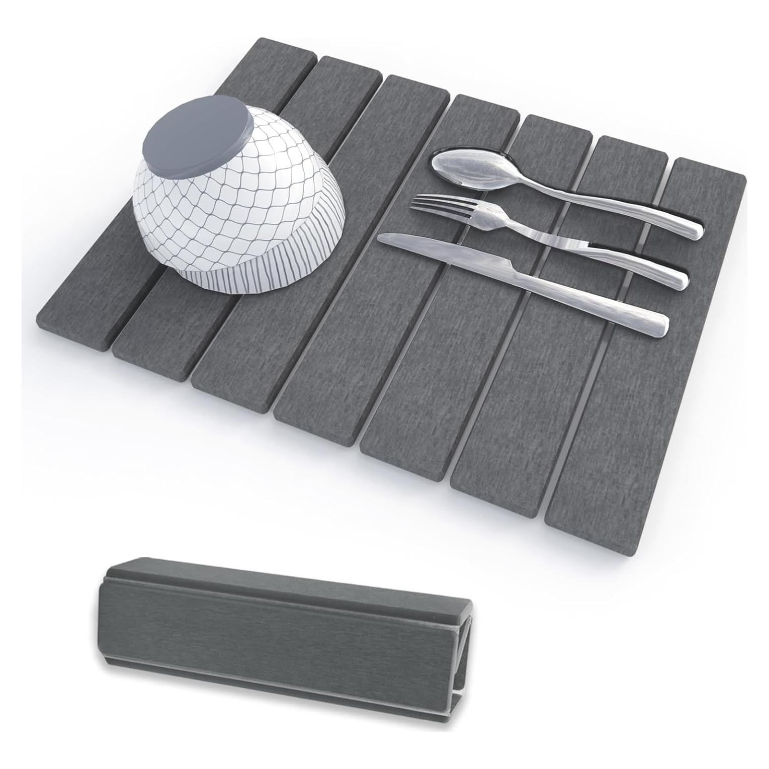 Alfombrilla de Secado de Platos WBahatii 40.6x30.5cm Gris Diatomácea