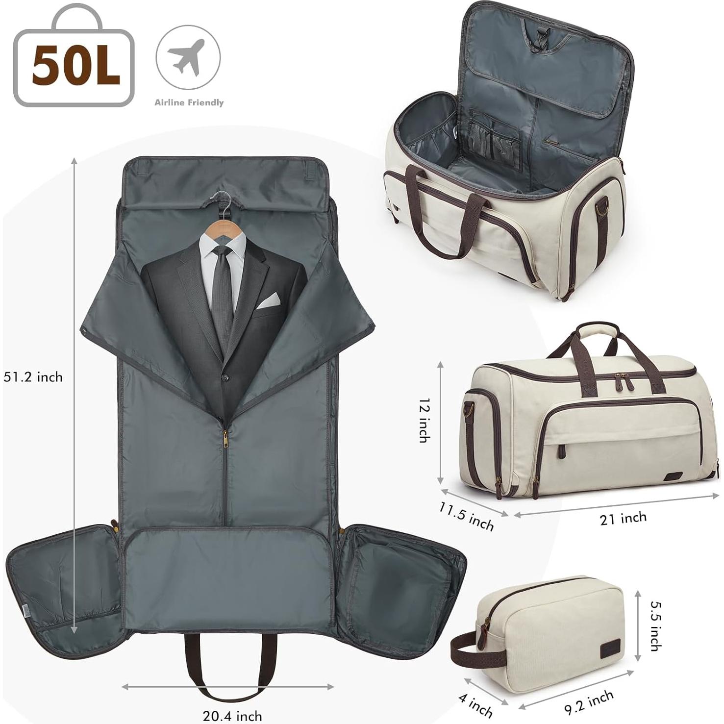 Bolsa de Ropa de Mano S-ZONE 50L Duffle 2 en 1 Unisex