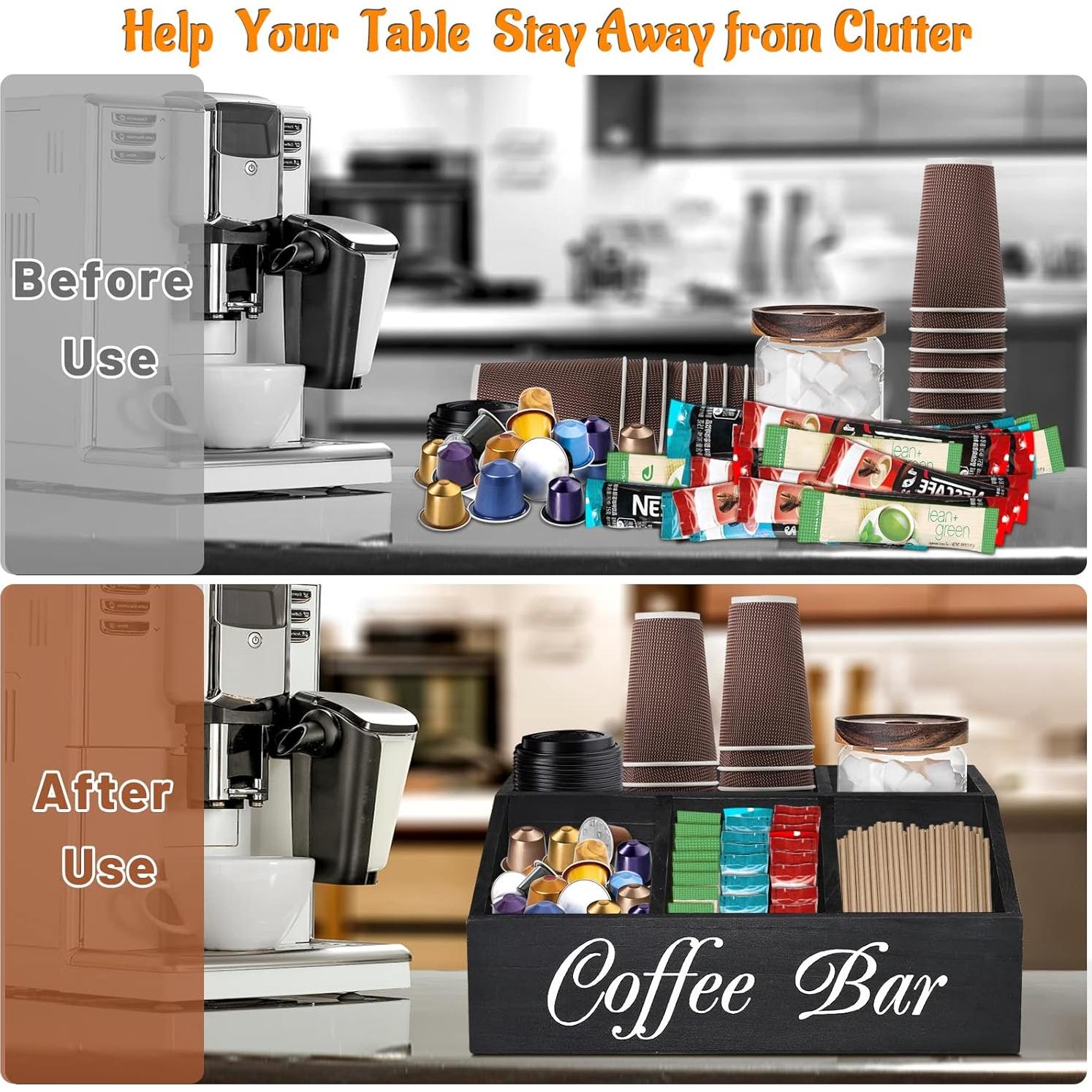 Organizador de Estación de Café ugiftt de Madera 21x32.5x13 cm