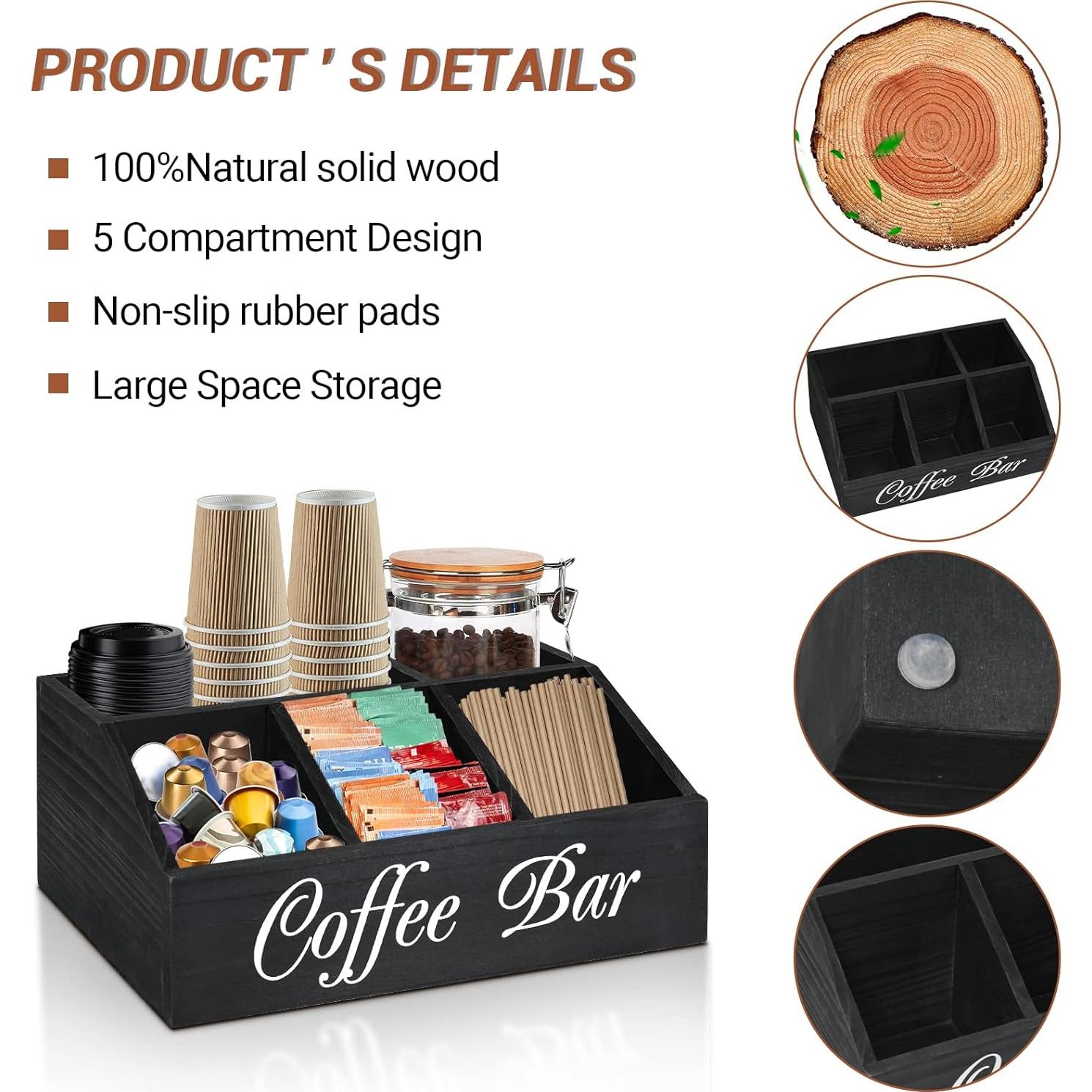 Organizador de Estación de Café ugiftt de Madera 21x32.5x13 cm