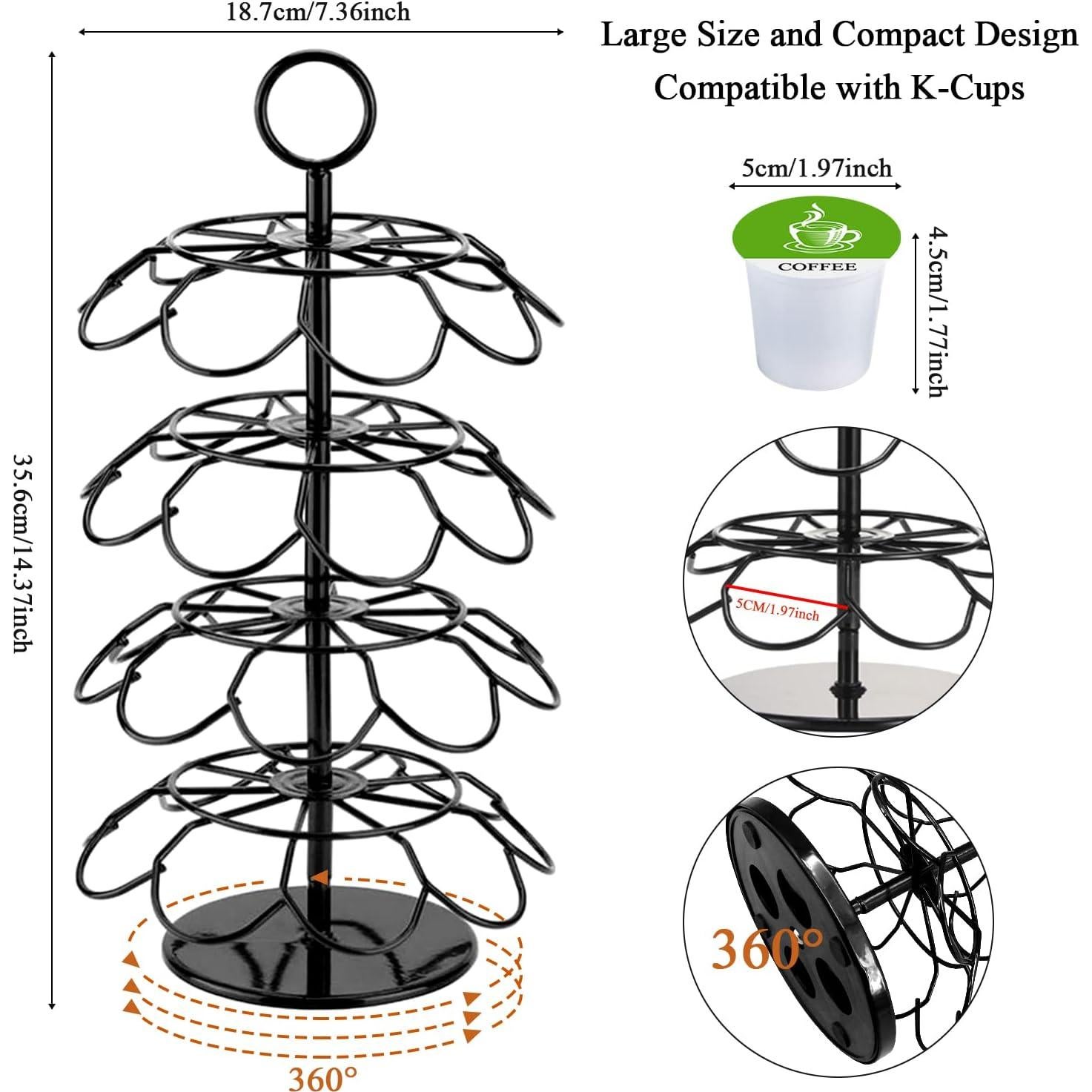 Soporte para cápsulas de café KIMIUP, 36 K-Cups, giratorio 360°