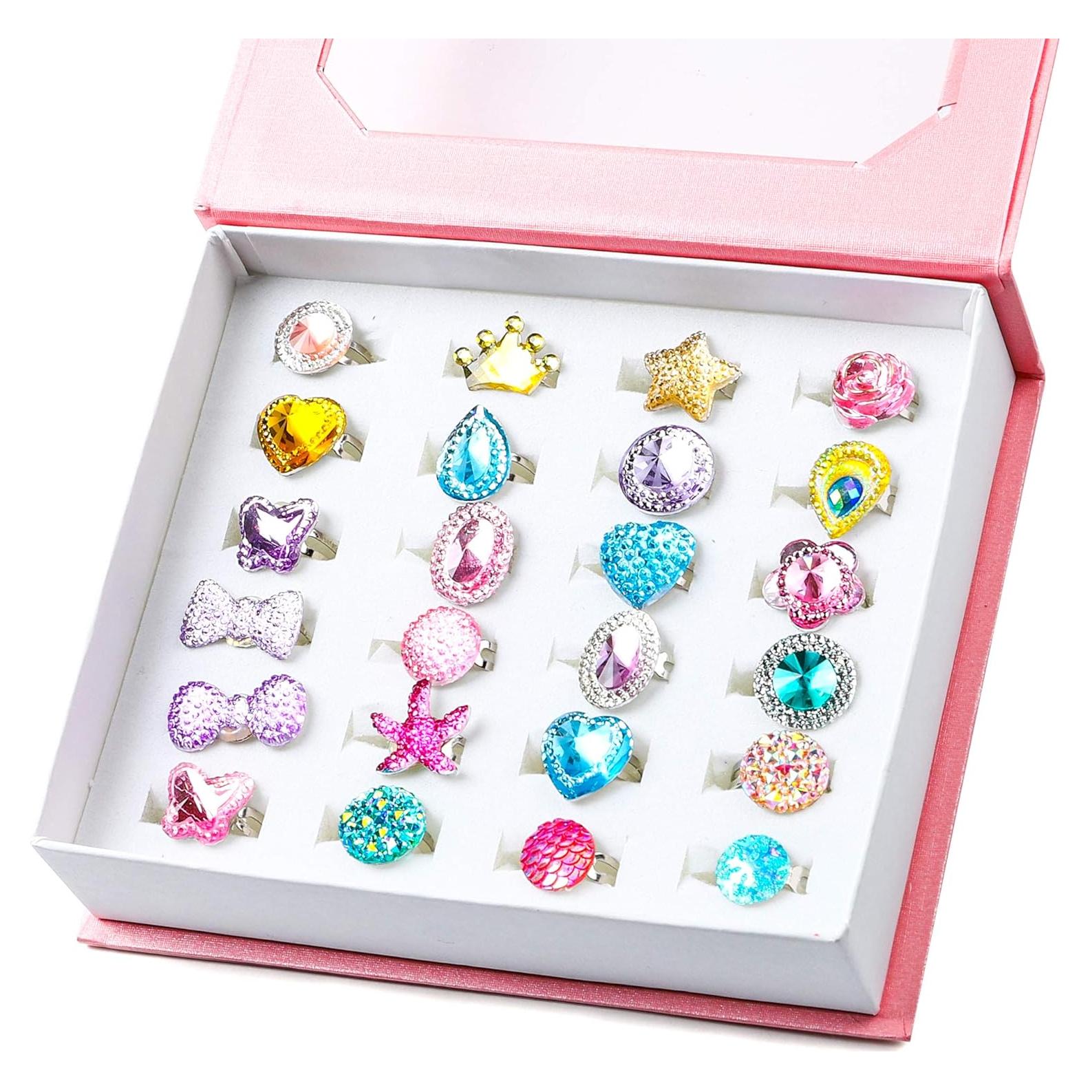 Set de 24 Anillos de Joyería Ajustables WATINC para Niñas