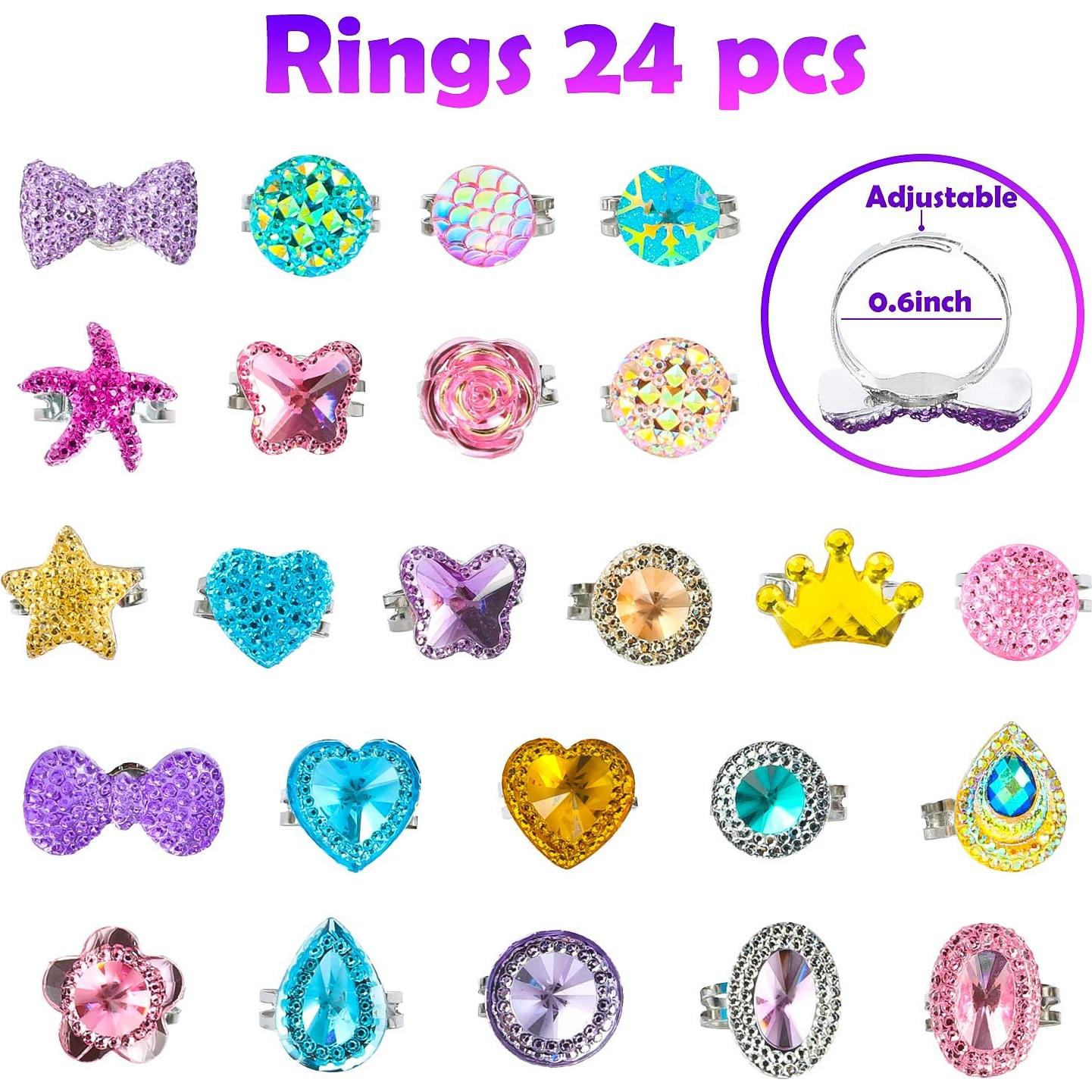 Set de 24 Anillos de Joyería Ajustables WATINC para Niñas