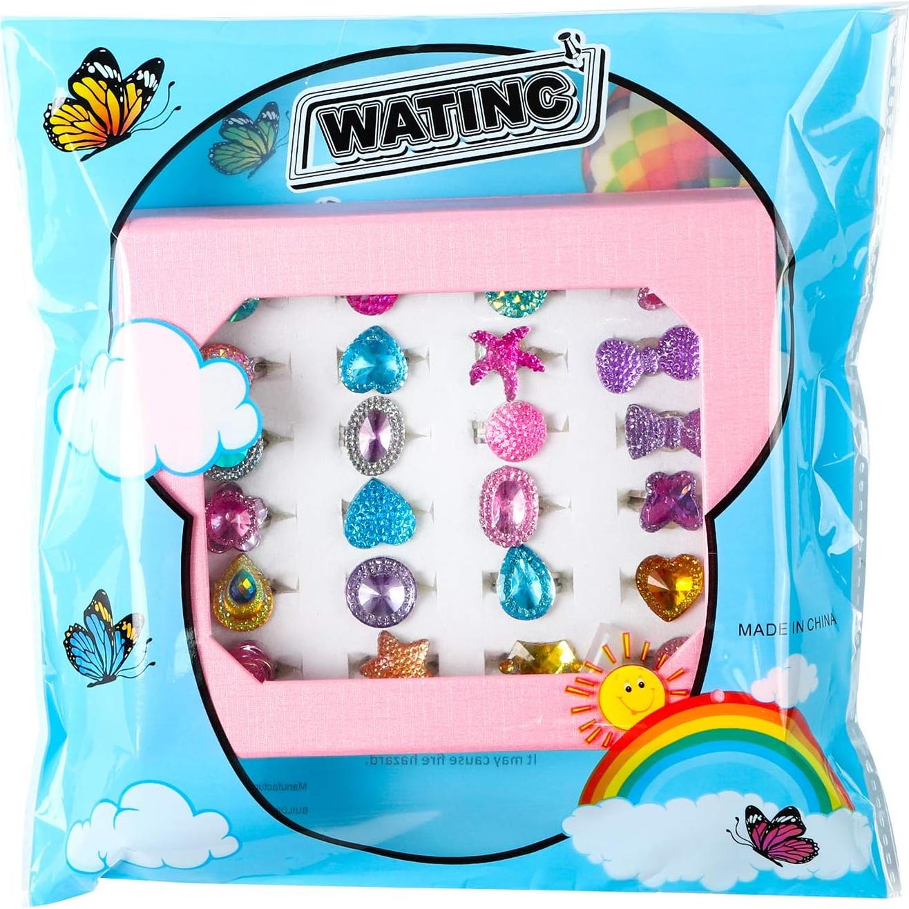 Set de 24 Anillos de Joyería Ajustables WATINC para Niñas