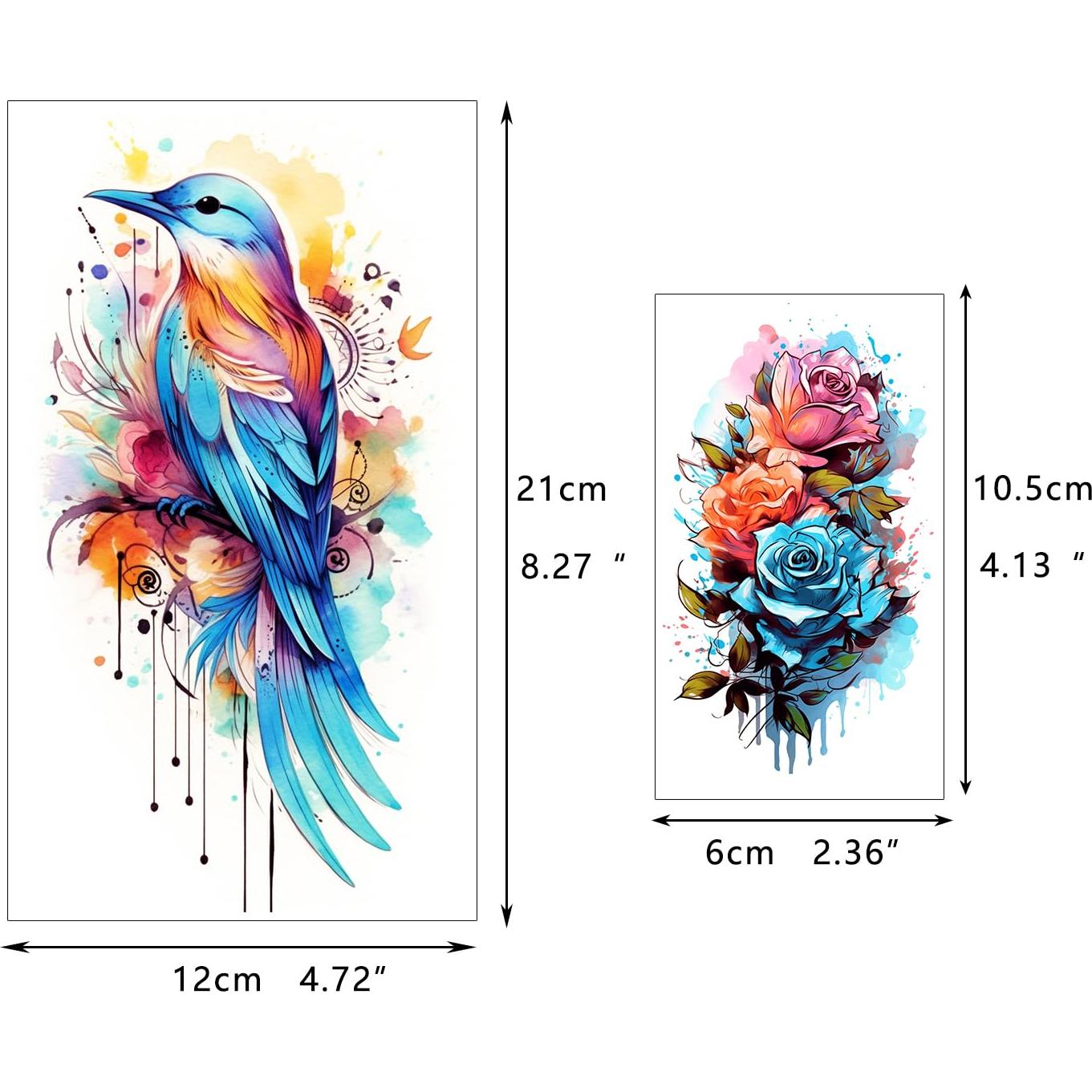 52 Tatuajes Temporales Acuarelados Glaryyears - Set Floral y Mandala