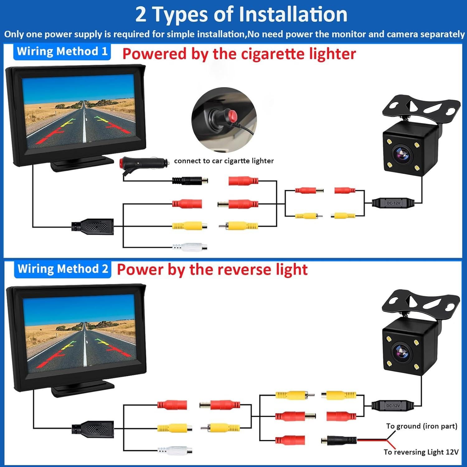 Cámara de Respaldo Kairiyard con Monitor LCD 5" HD 170°