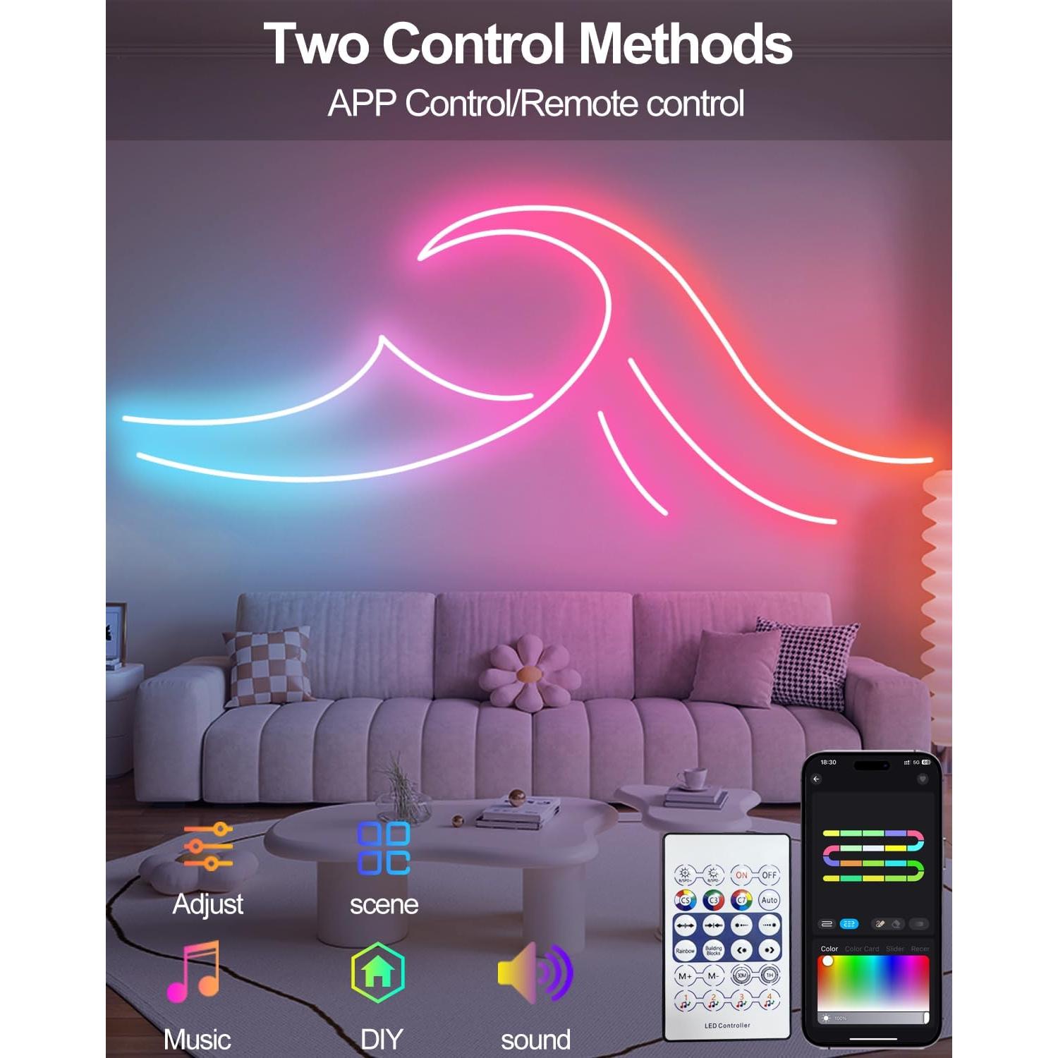 Luces de Cuerda LED Neón 5M Golden Bunny RGB Control APP