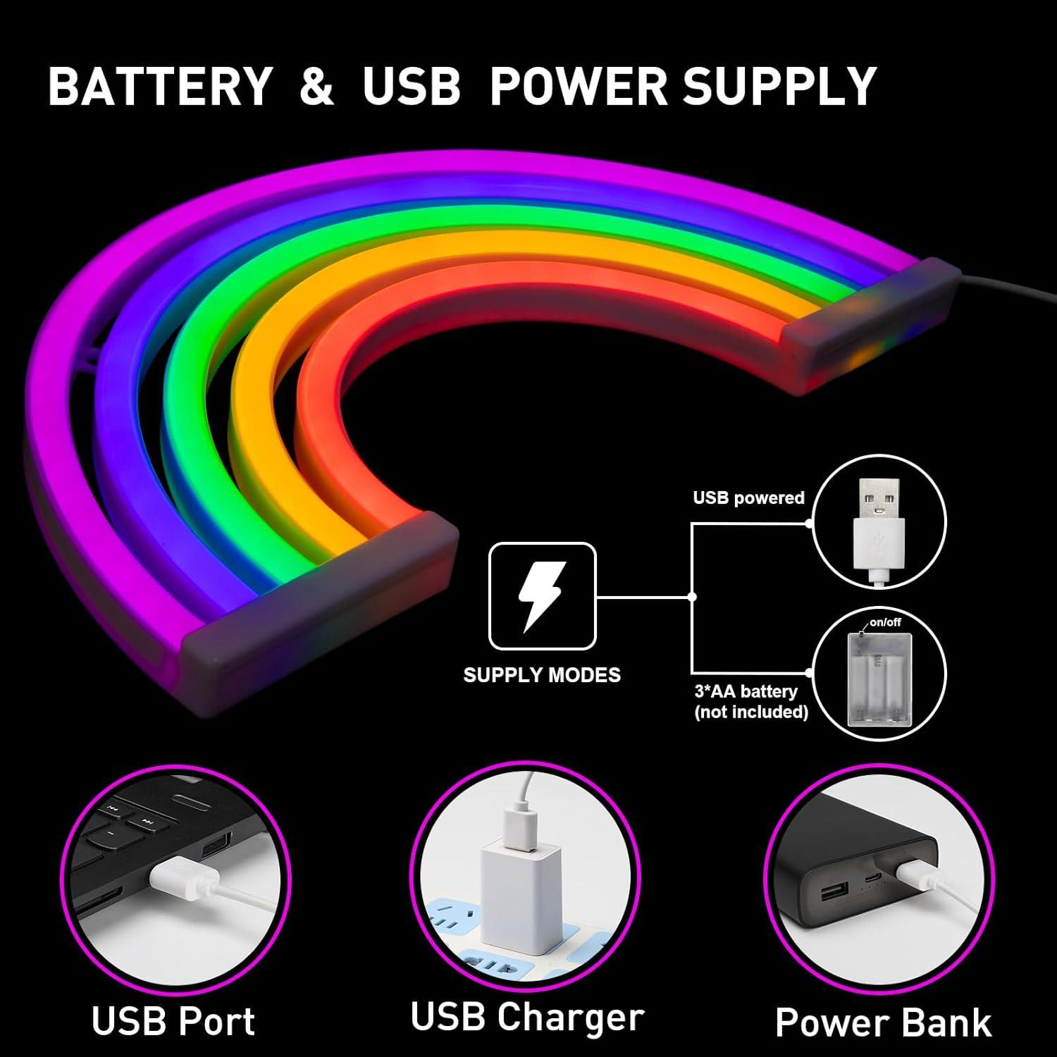 Luz de Neón Arcoíris XIYUNTE 30x16.5cm USB/Batería