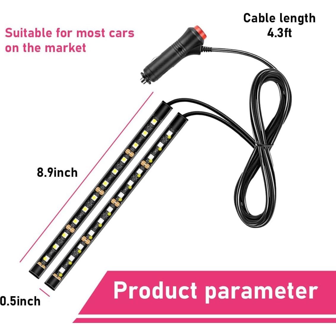 Tira de Luz LED para Coche Sylvil 24 LEDs Azul 12V Decorativa