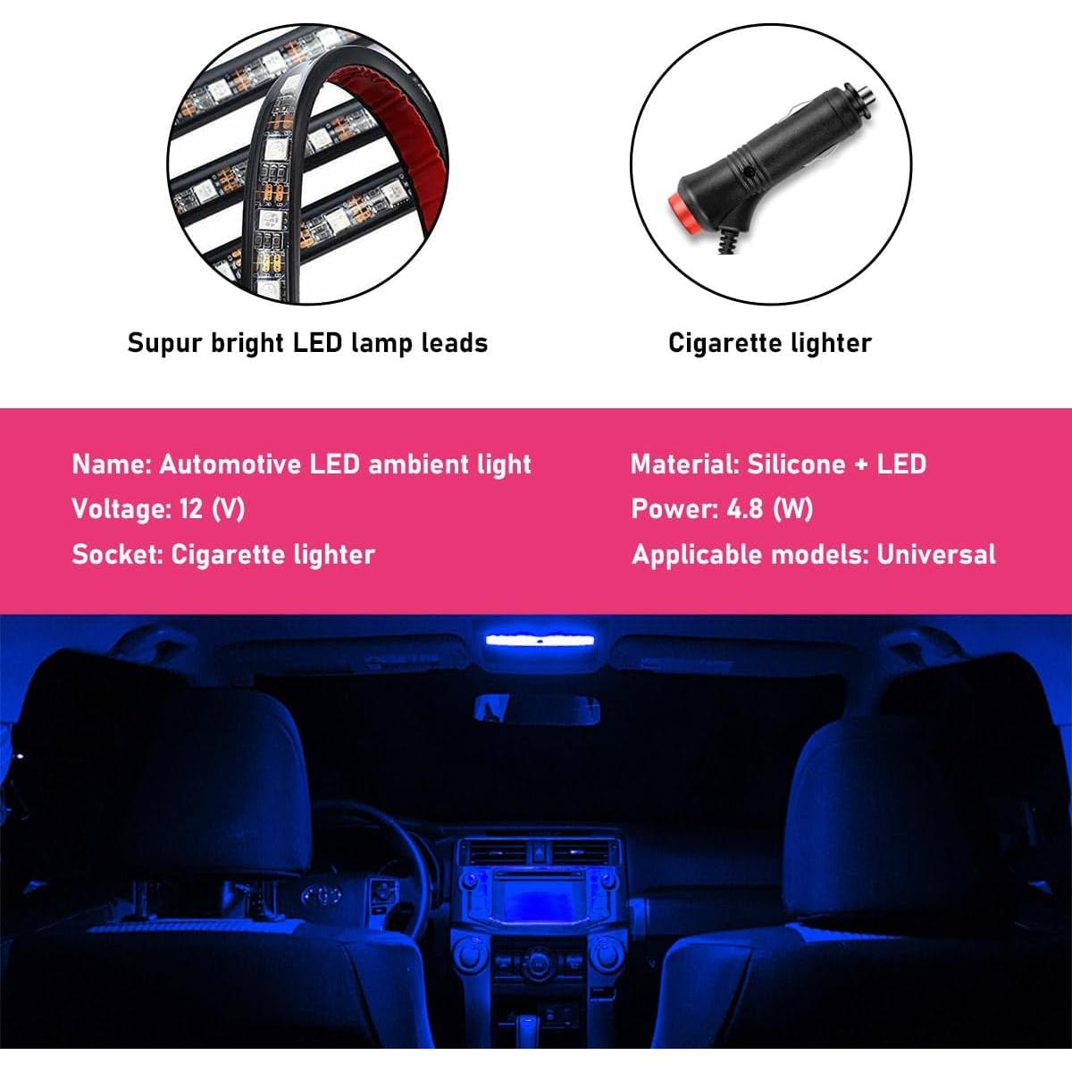 Tira de Luz LED para Coche Sylvil 24 LEDs Azul 12V Decorativa