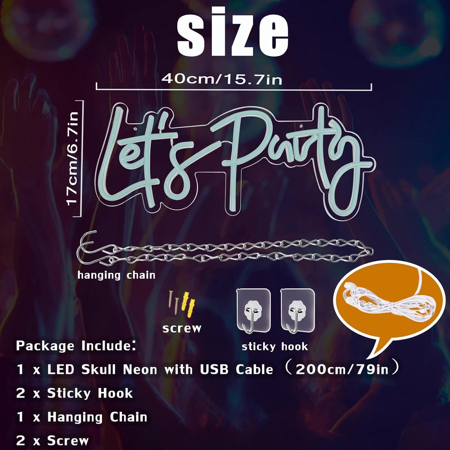 Luz de Neón Vamos a Fiestar BK-Neon Life 40x17cm Azul