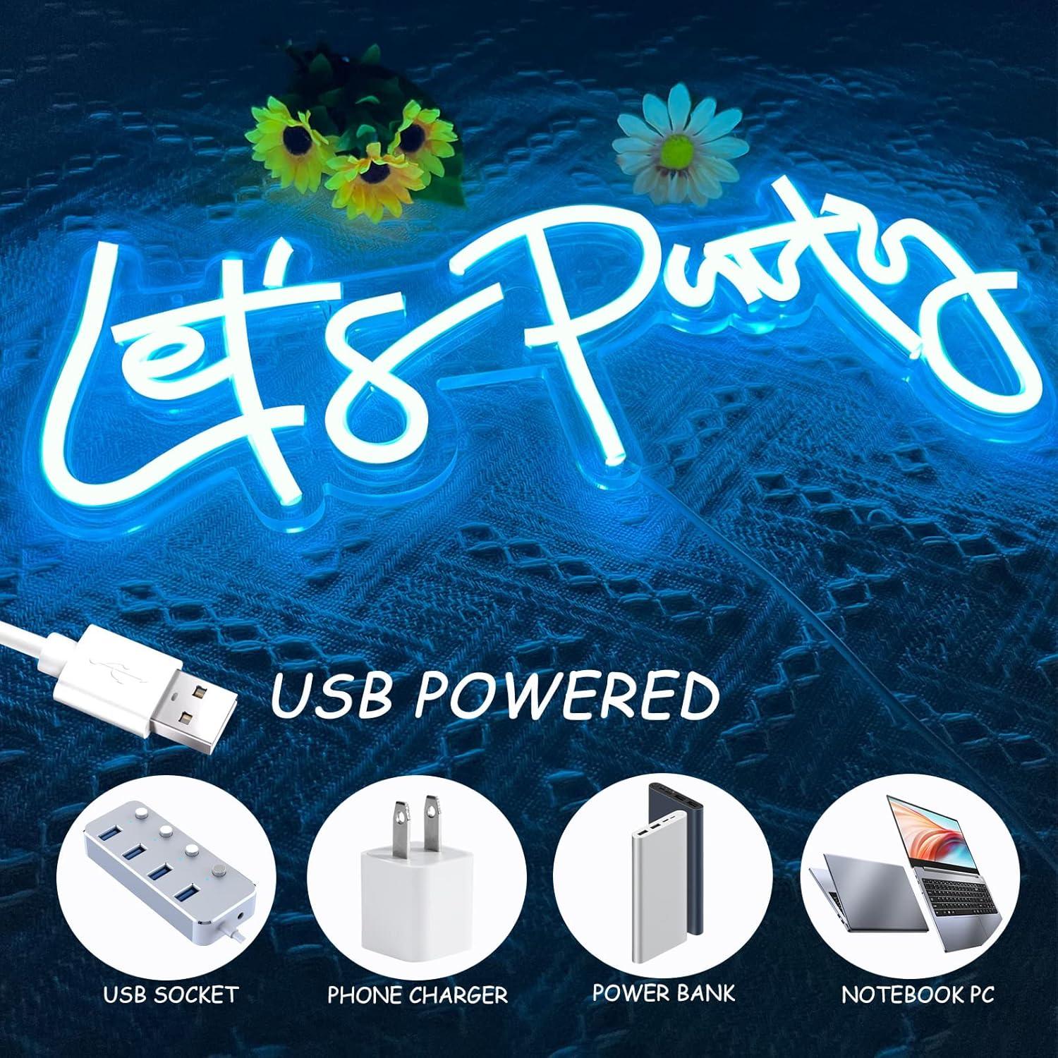 Luz de Neón Vamos a Fiestar BK-Neon Life 40x17cm Azul