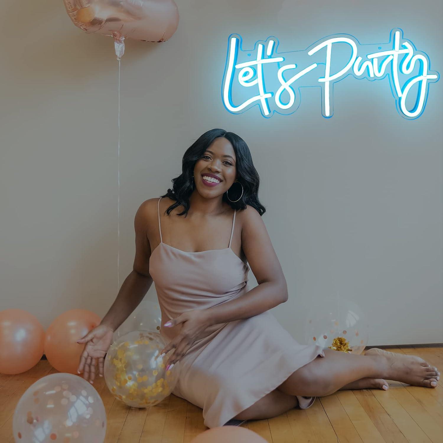 Luz de Neón Vamos a Fiestar BK-Neon Life 40x17cm Azul