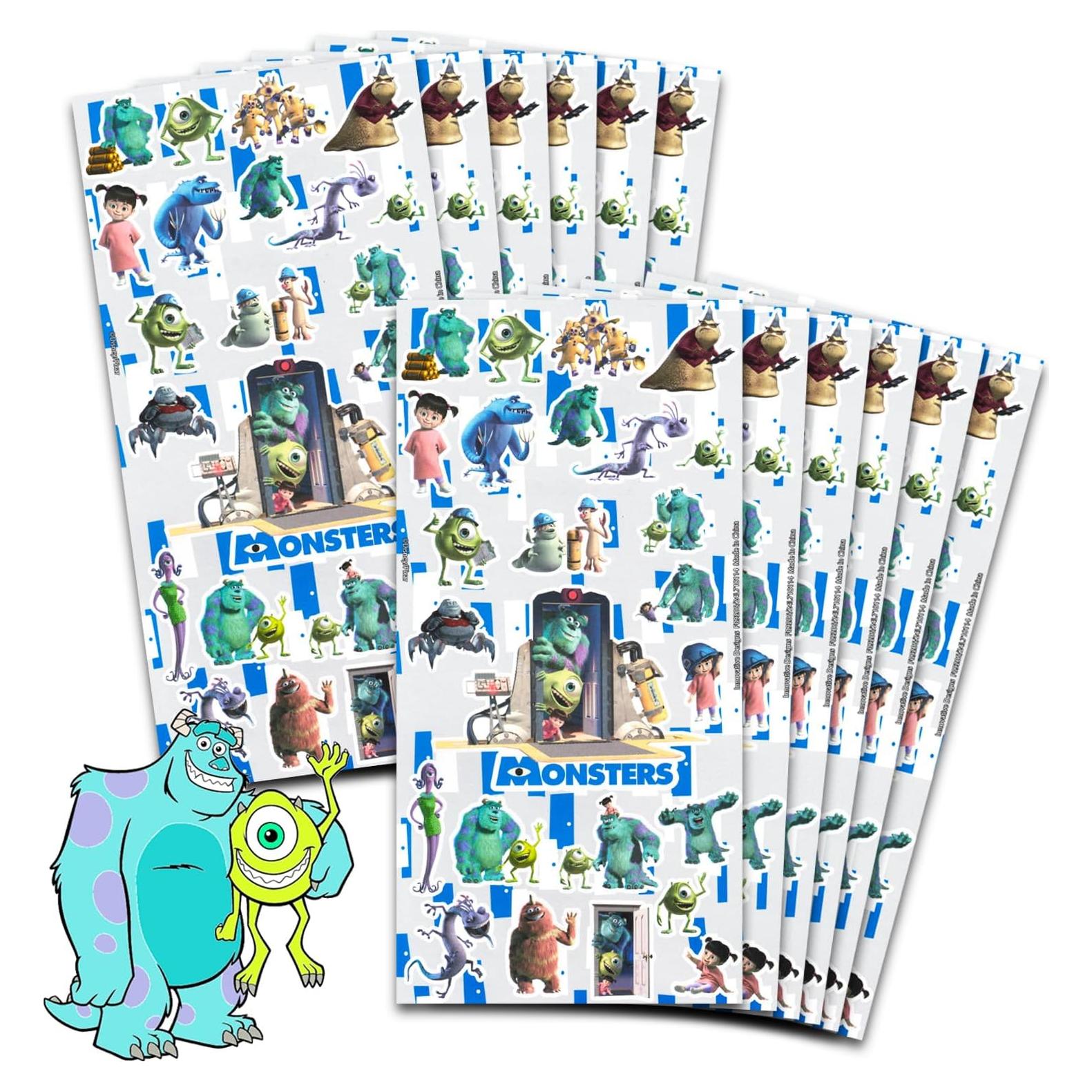 Set de Stickers Monsters Inc - 12 Hojas para Fiestas Infantiles