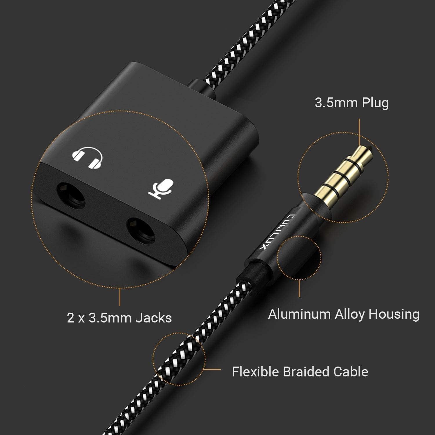 Divisor de Audio Cubilux 3.5mm TRRS a TRS para Micrófono y Auriculares