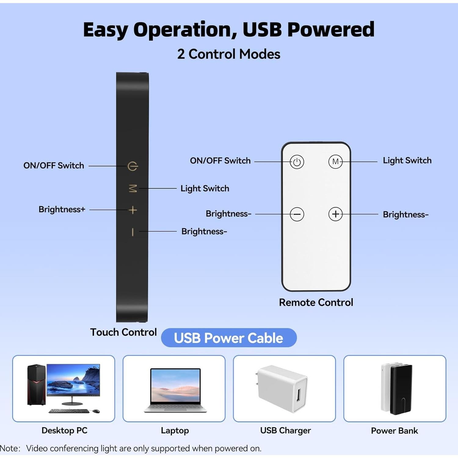 Iluminación para Videoconferencias Takerers F-663, Luz LED 3 Modos
