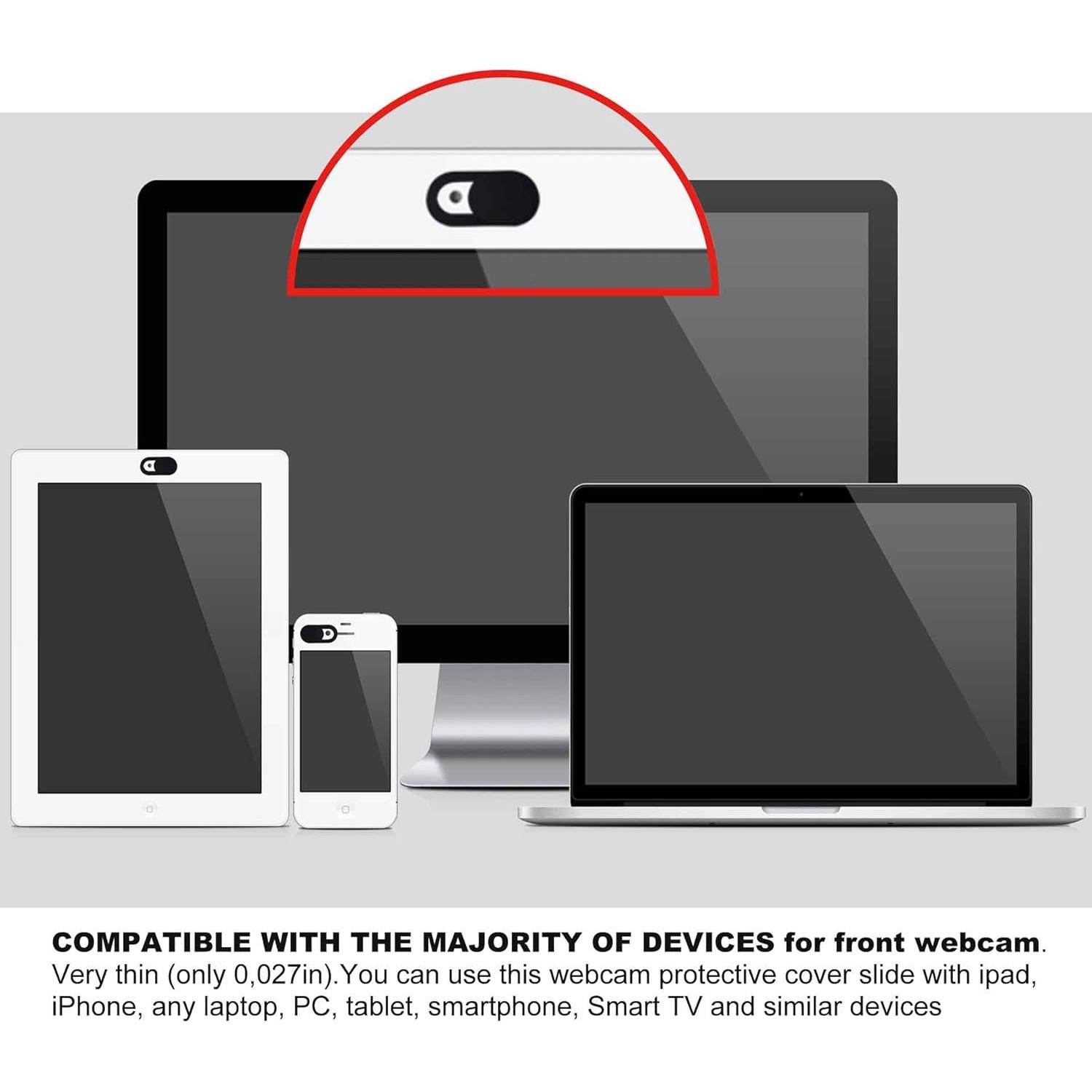 Cubierta de Cámara Frontal Deslizante 6 Piezas 3 Negro 3 Blanco