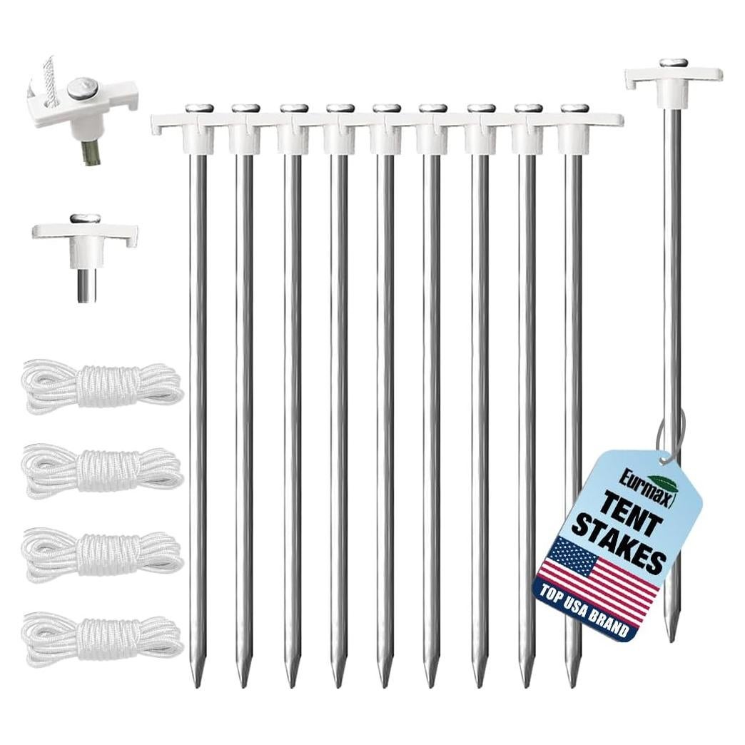 Estacas de Tienda Eurmax Galvanizadas 10 Piezas 25.4 cm