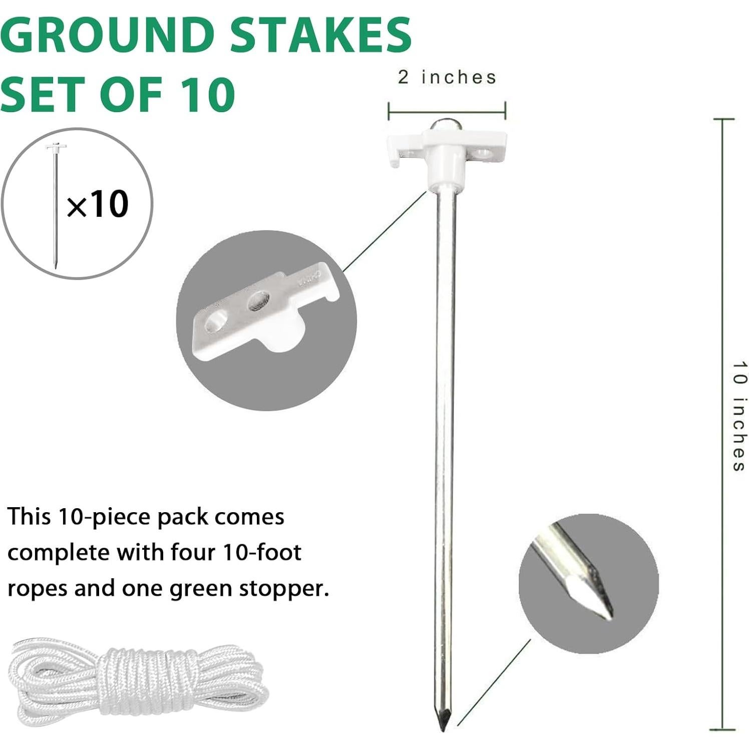 Estacas de Tienda Eurmax Galvanizadas 10 Piezas 25.4 cm
