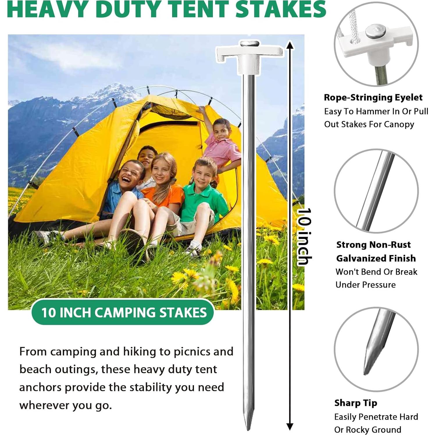 Estacas de Tienda Eurmax Galvanizadas 10 Piezas 25.4 cm