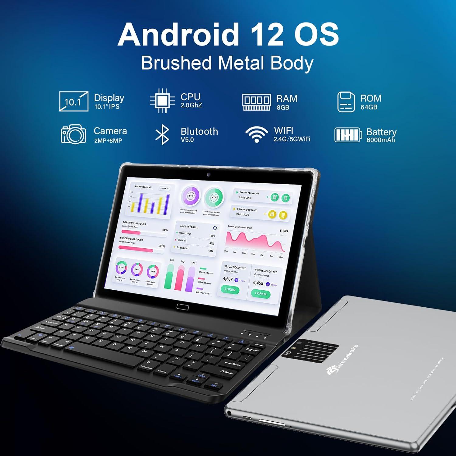 Tableta Semeakoko 10.1" Android 12, 10GB RAM, 64GB ROM
