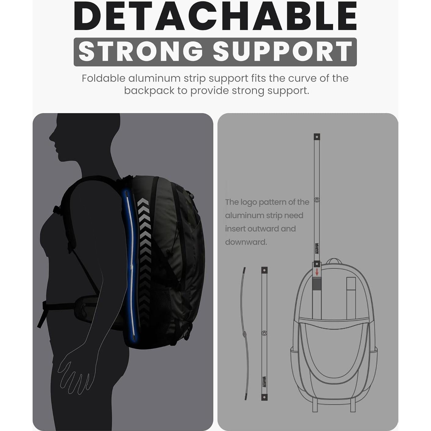 Mochila de Senderismo OutdoorMaster 50L Impermeable con Soporte