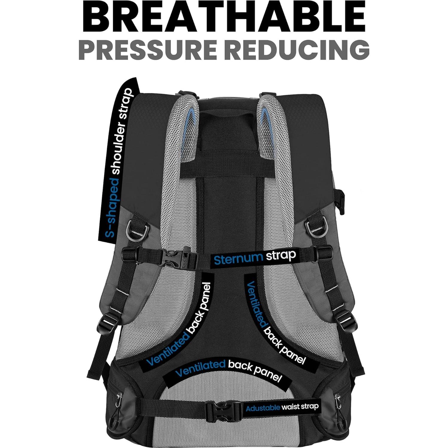 Mochila de Senderismo OutdoorMaster 50L Impermeable con Soporte