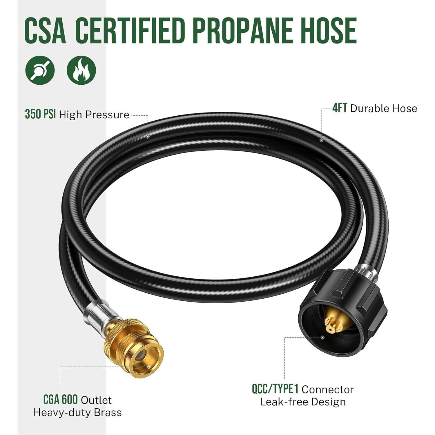 Adaptador de Manguera de Propano Alloxity 1,2m 20lb a 1lb