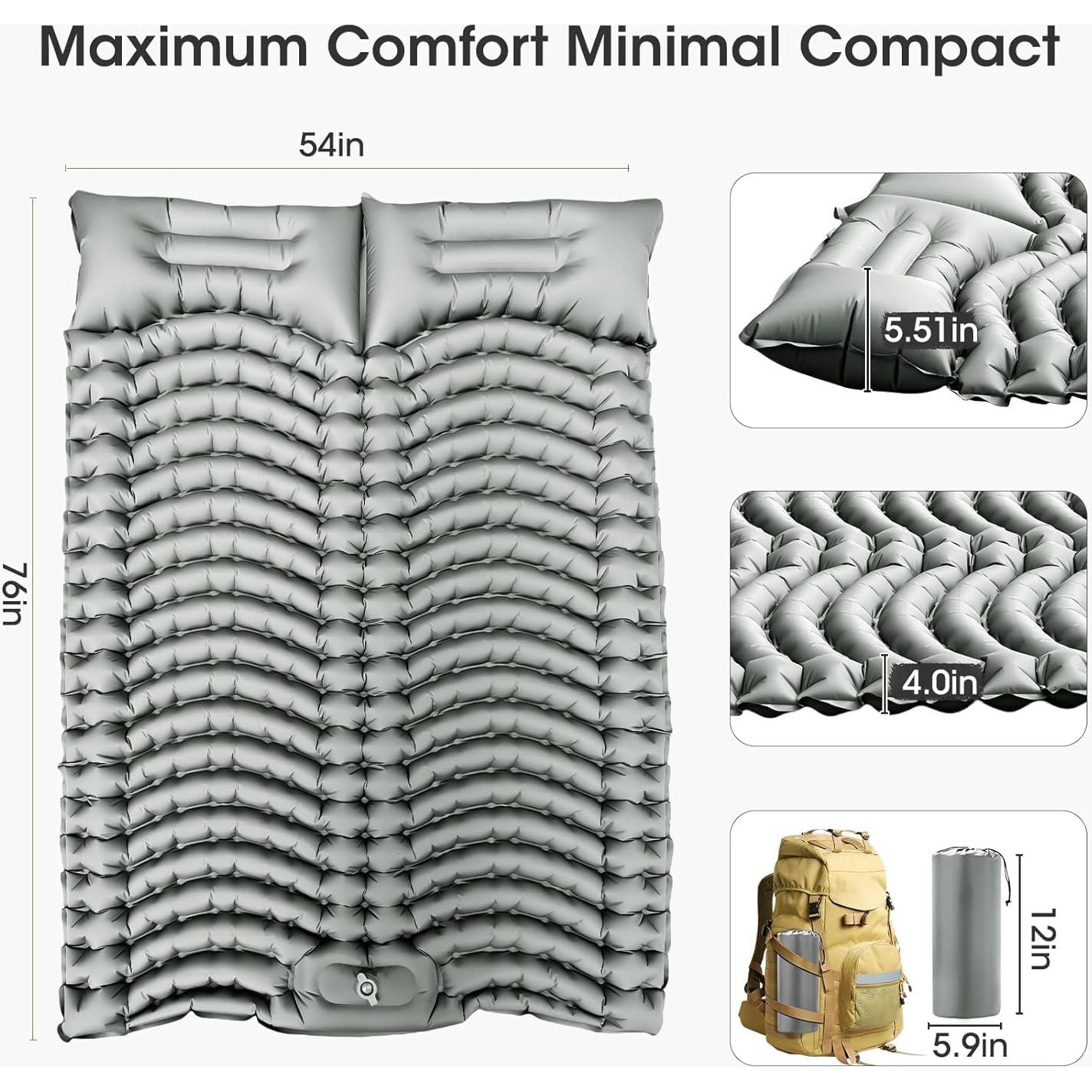 Colchón Inflable Doble Xoxocos 200x135 cm 4" con Bomba de Pie