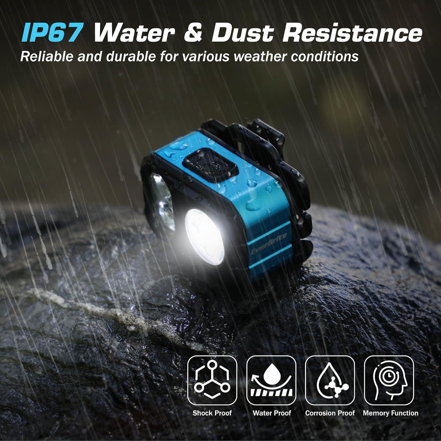 Linterna Frontal LED Recargable EverBrite, 7 Modos, IP67, 45g