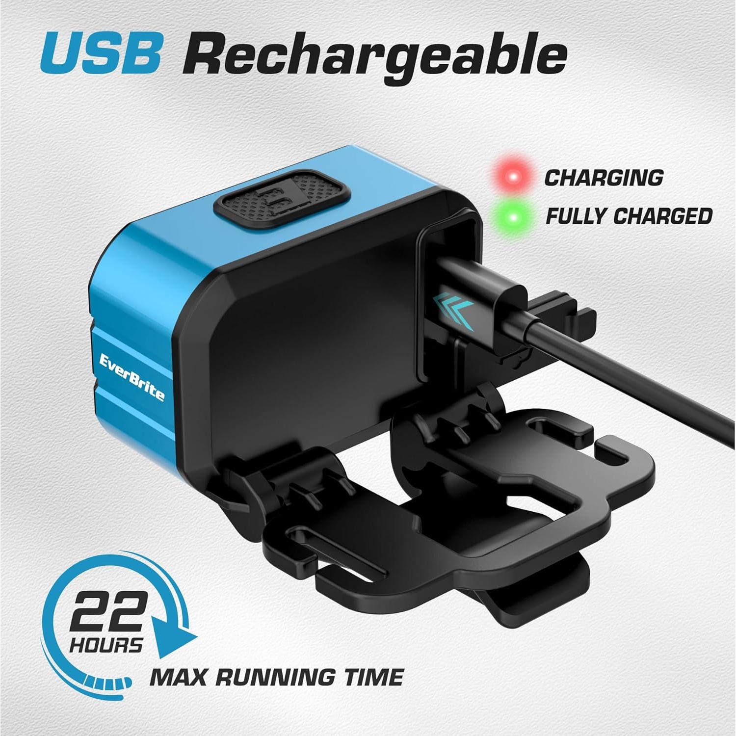 Linterna Frontal LED Recargable EverBrite, 7 Modos, IP67, 45g