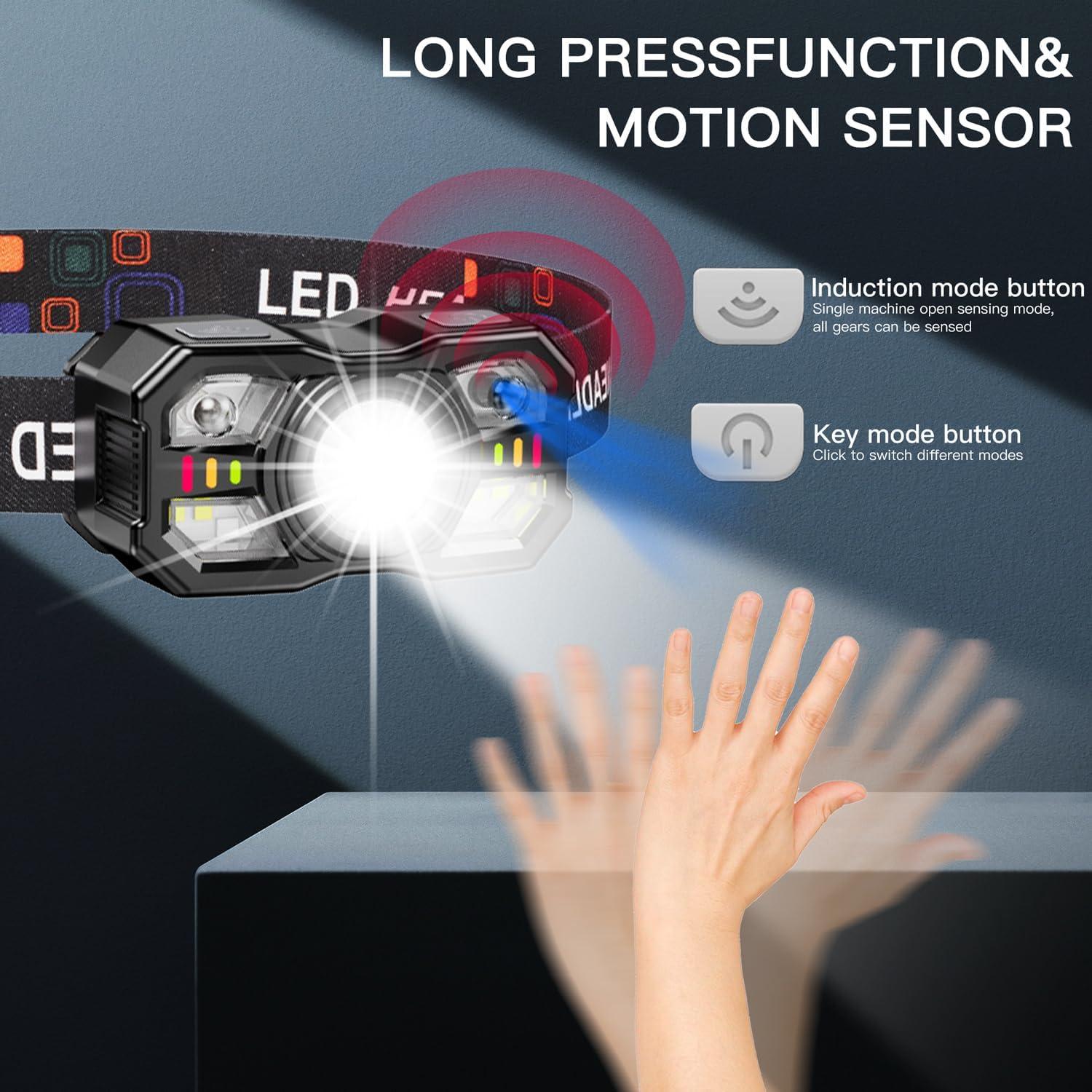Linterna Frontal LED KunHe 2 Paquete Recargable 300 Lúmenes