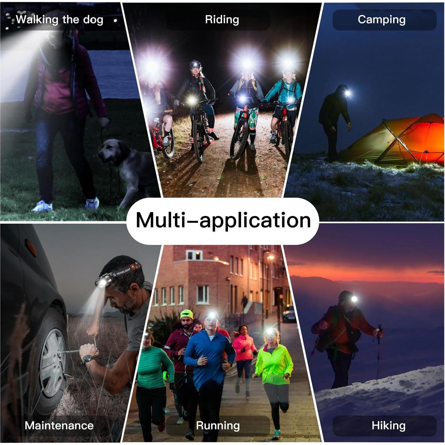 Linterna Frontal LED KunHe 2 Paquete Recargable 300 Lúmenes