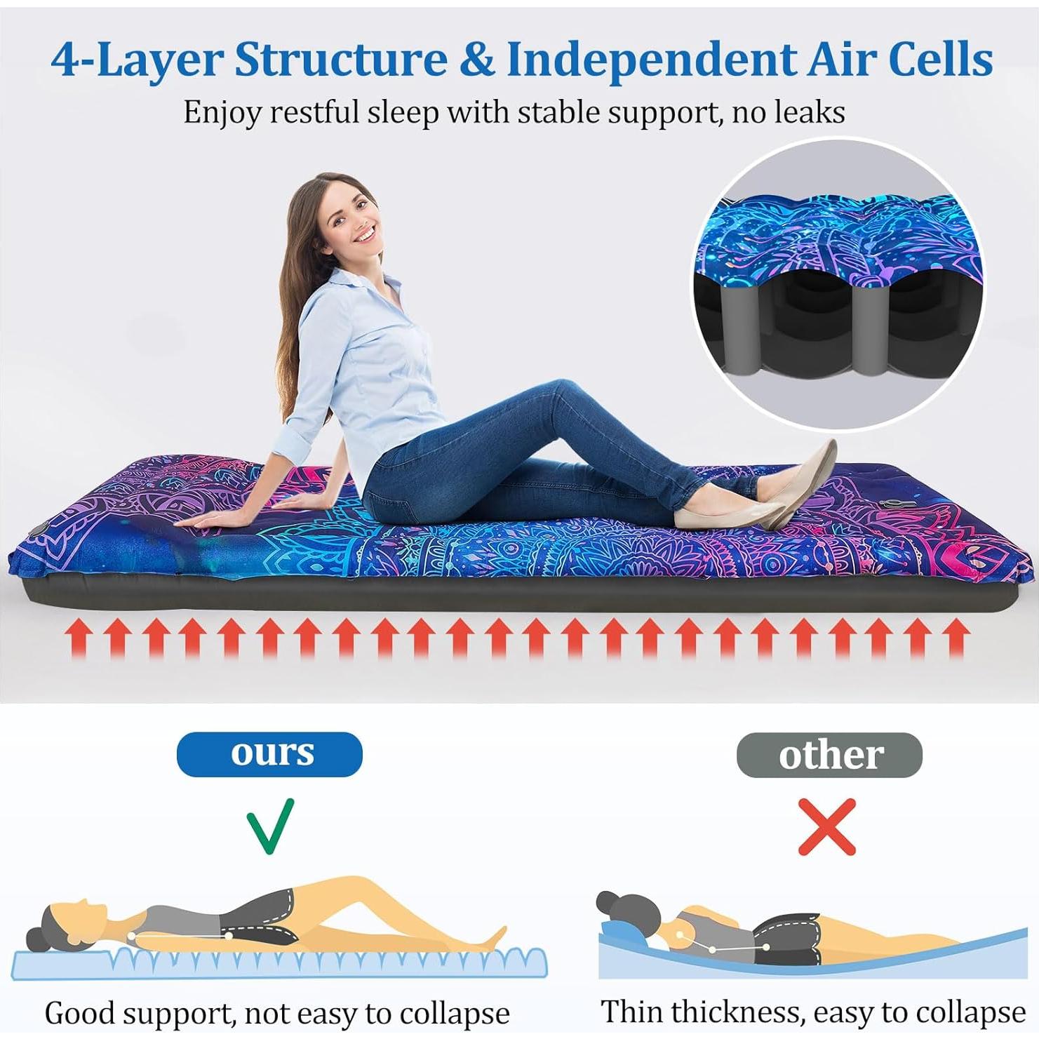 Colchón Inflable Camping PickyNproud 5 Pulgadas con Almohada