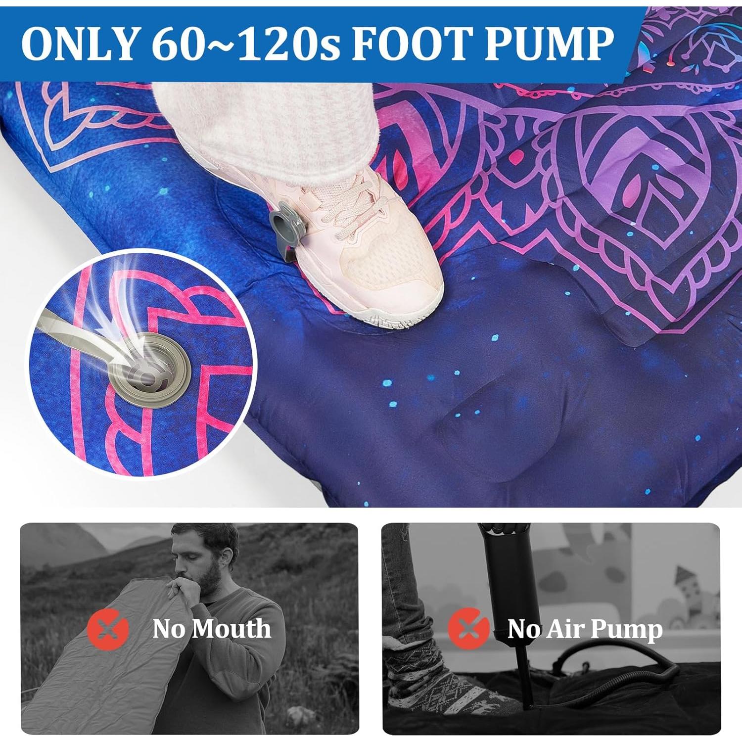 Colchón Inflable Camping PickyNproud 5 Pulgadas con Almohada