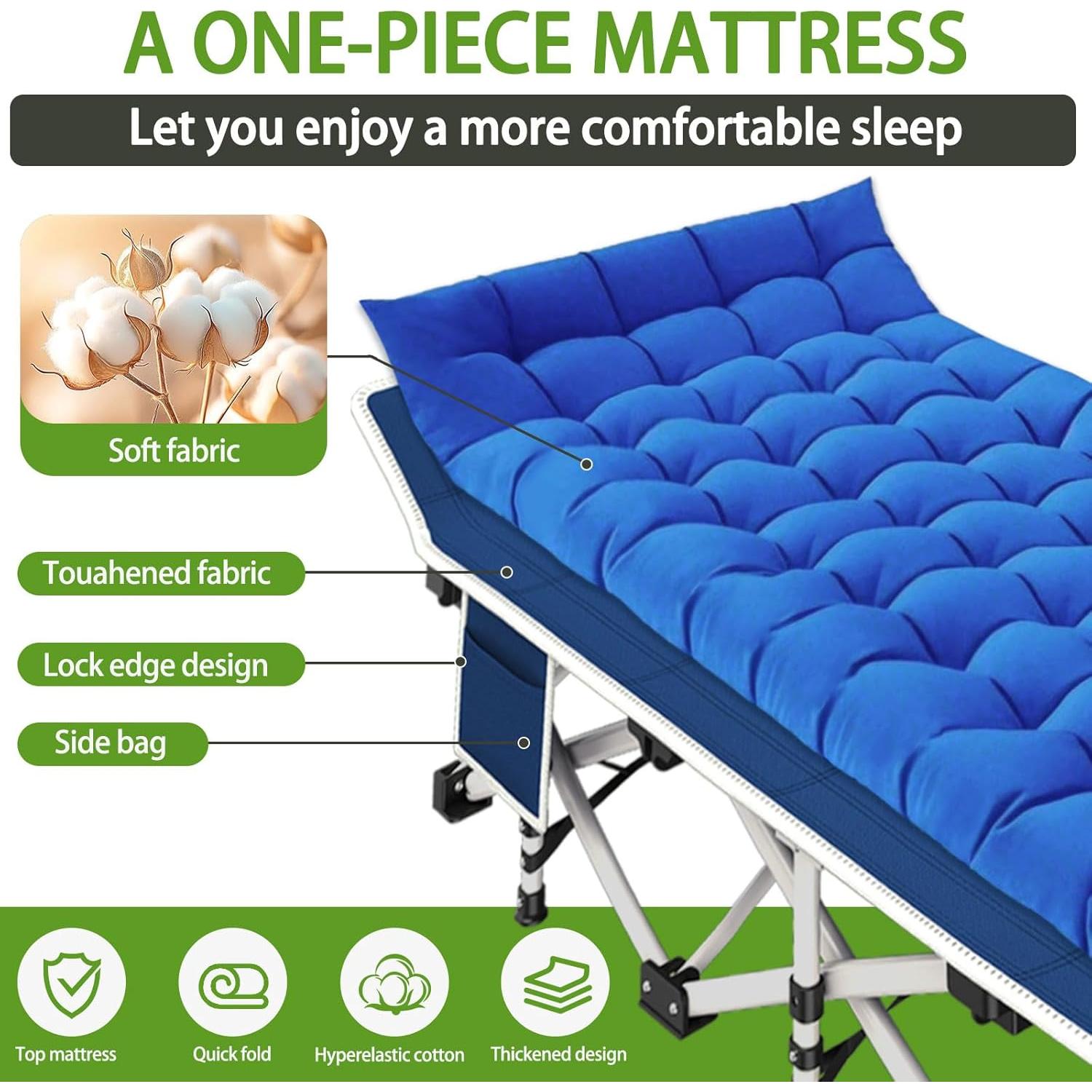 Camas de Camping COLMERD 2 Paquete Azul con Colchón Plegable