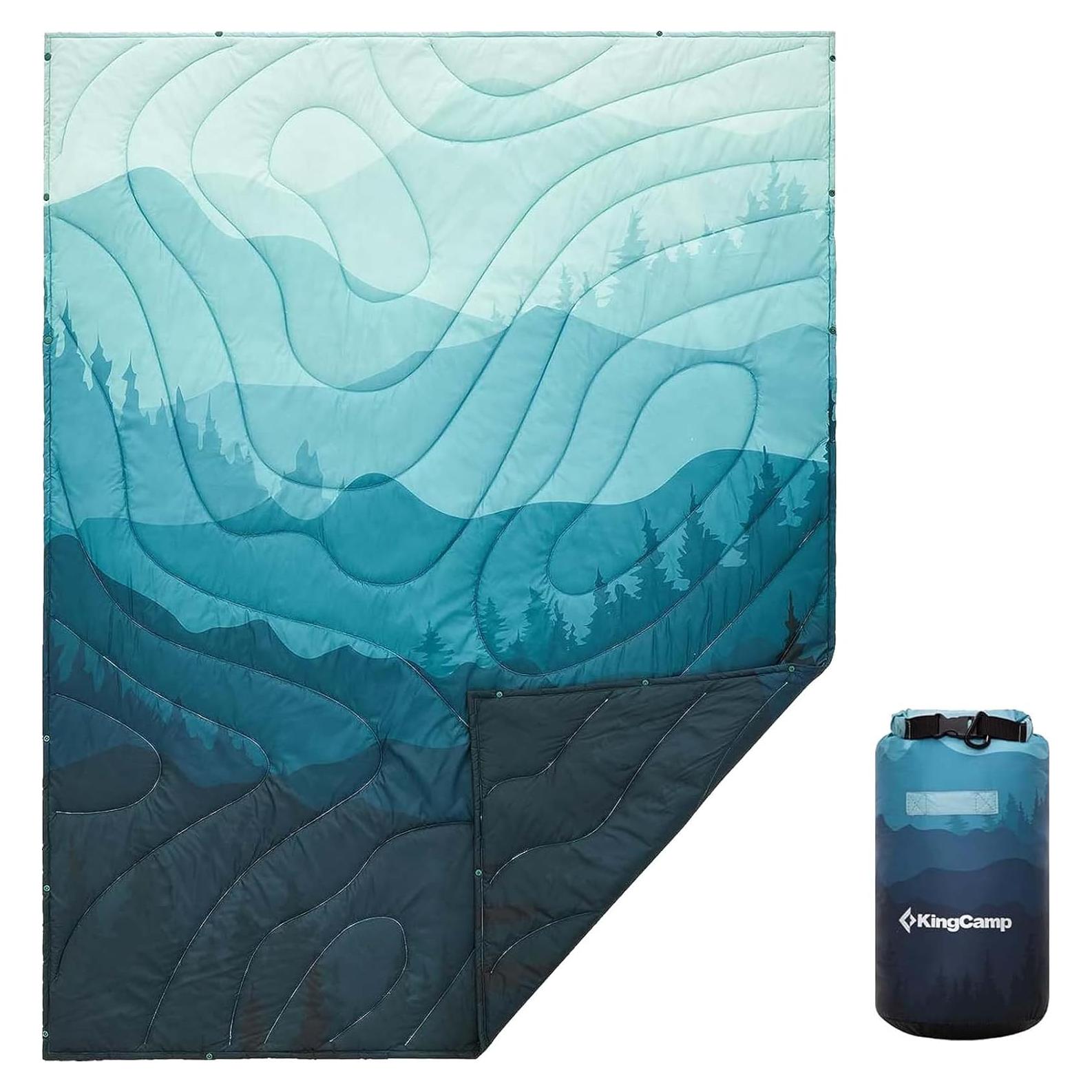 Manta de Camping Ligera KingCamp 200x145cm Cian Impermeable