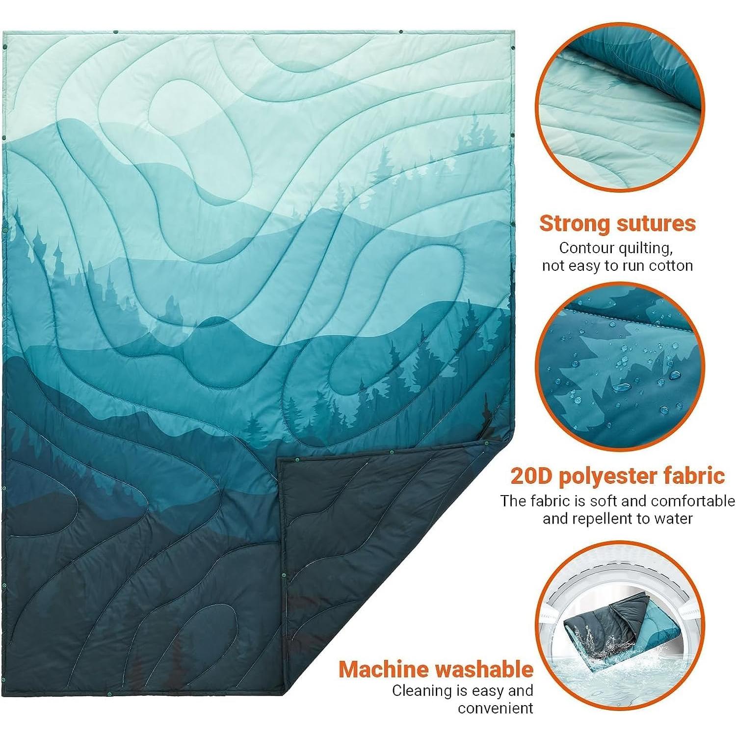 Manta de Camping Ligera KingCamp 200x145cm Cian Impermeable