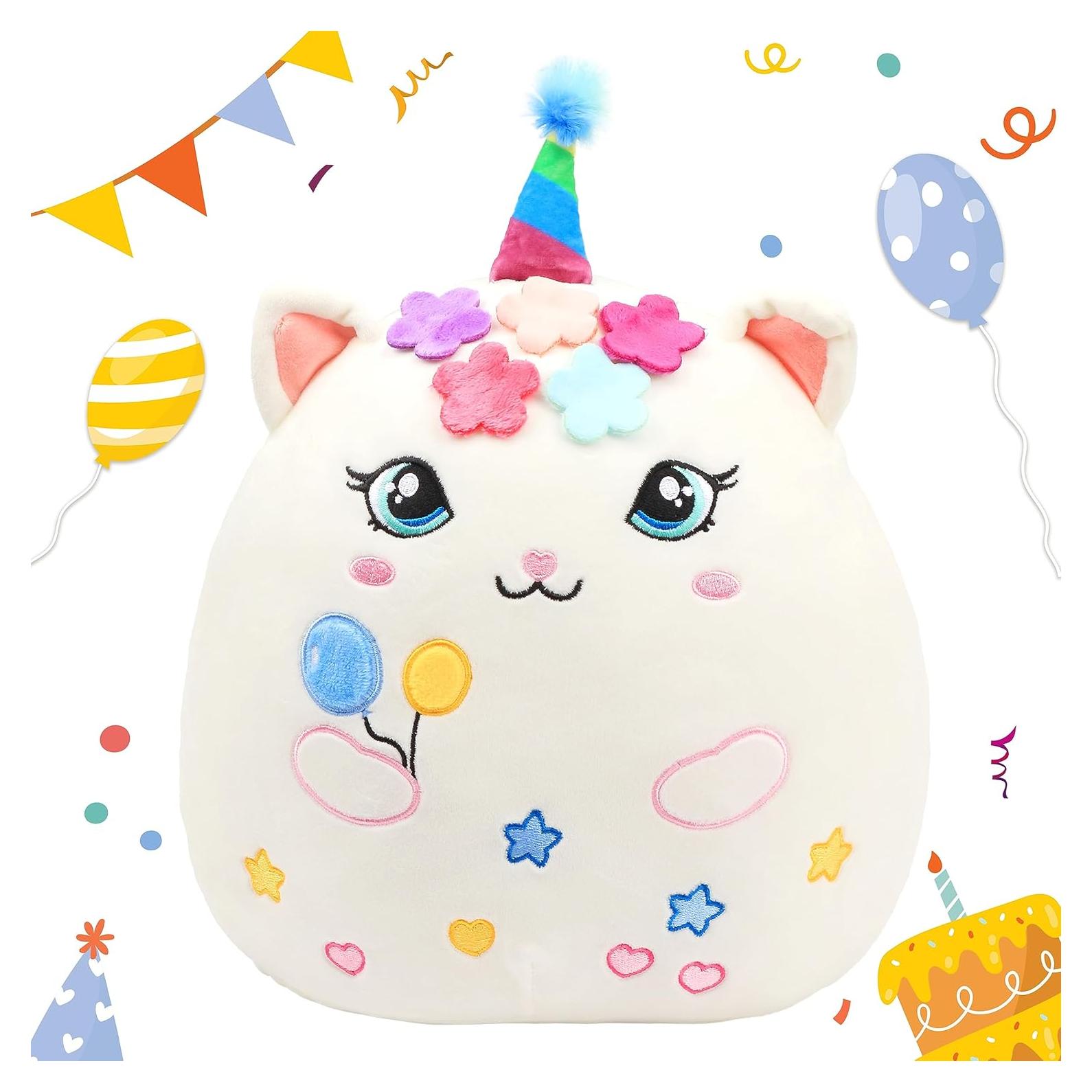 Almohada de Peluche Gato Blanco Easfan 30 cm Princesa Cumpleaños