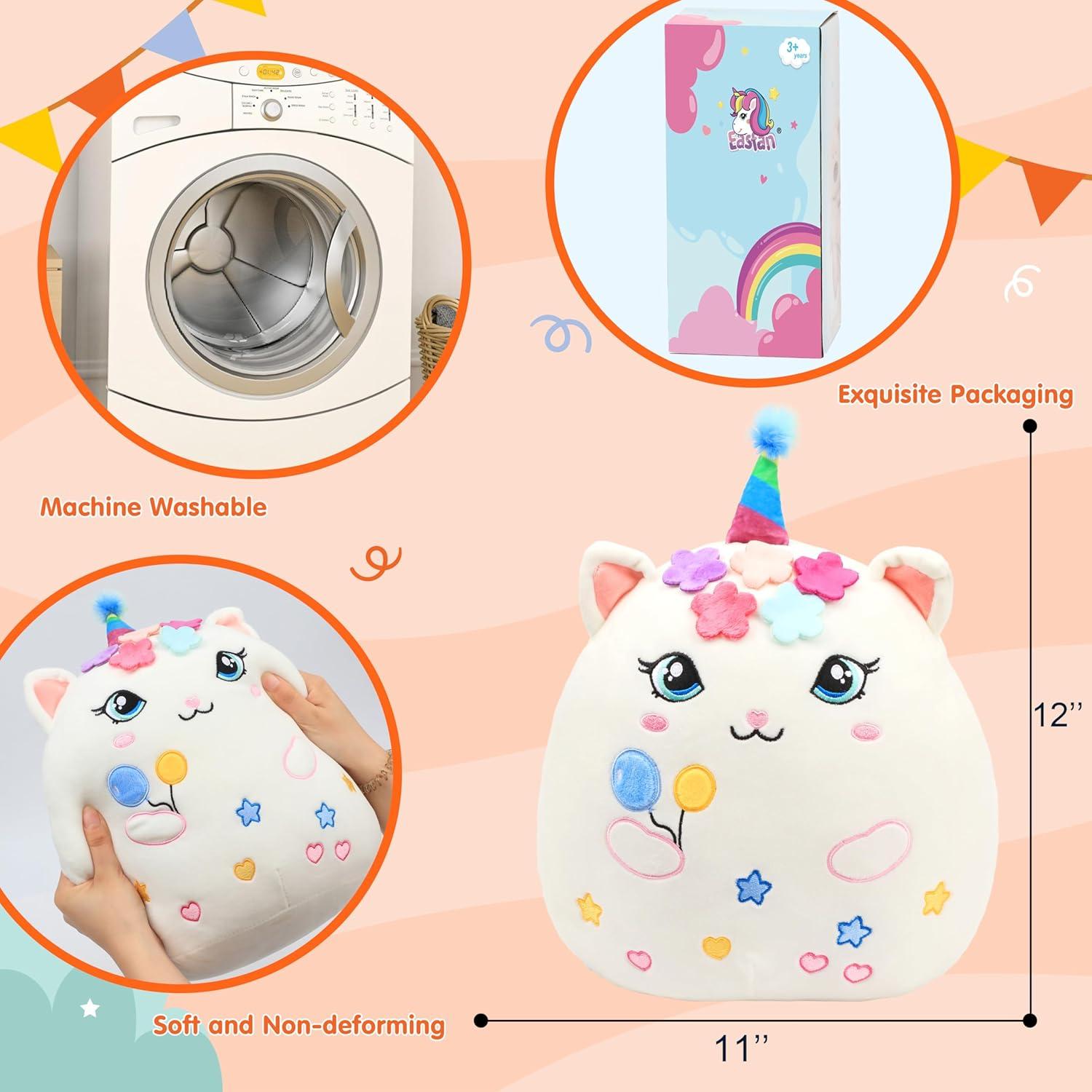 Almohada de Peluche Gato Blanco Easfan 30 cm Princesa Cumpleaños