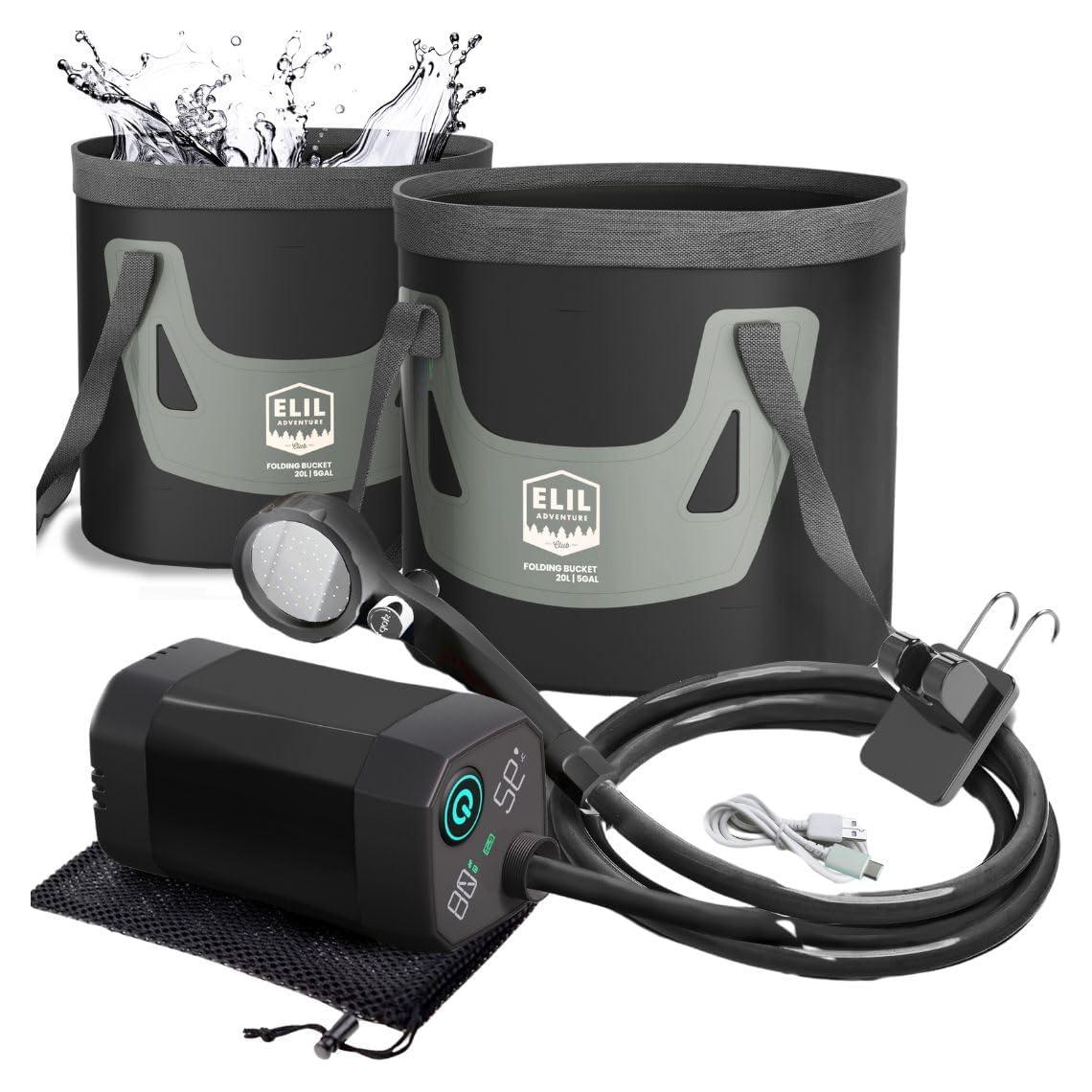 Ducha Portátil Elil con Bomba de Alta Presión y 2 Cubos 19L