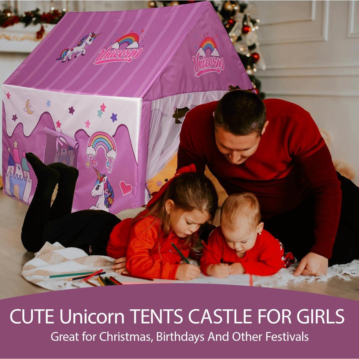 Carpa de Juegos Unicornio Naibrxh con Alfombra y Luces LED 119.4x118.6x96.7cm