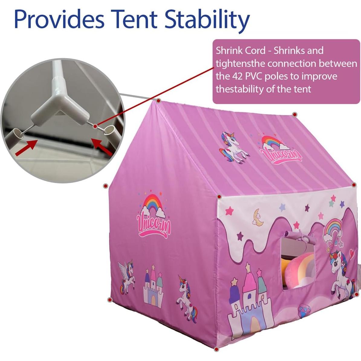 Carpa de Juegos Unicornio Naibrxh con Alfombra y Luces LED 119.4x118.6x96.7cm