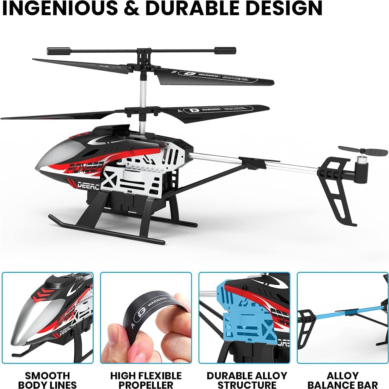 DEERC DE52 Remote Control Helicopter,Altitude Hold RC Helicopters with Storage Case Extra Shell,2.4GHz Aircraft Indoor Flying Toy with High&Low Speed Mode,2 Modular Battery for 24 Min Play Boys Girls