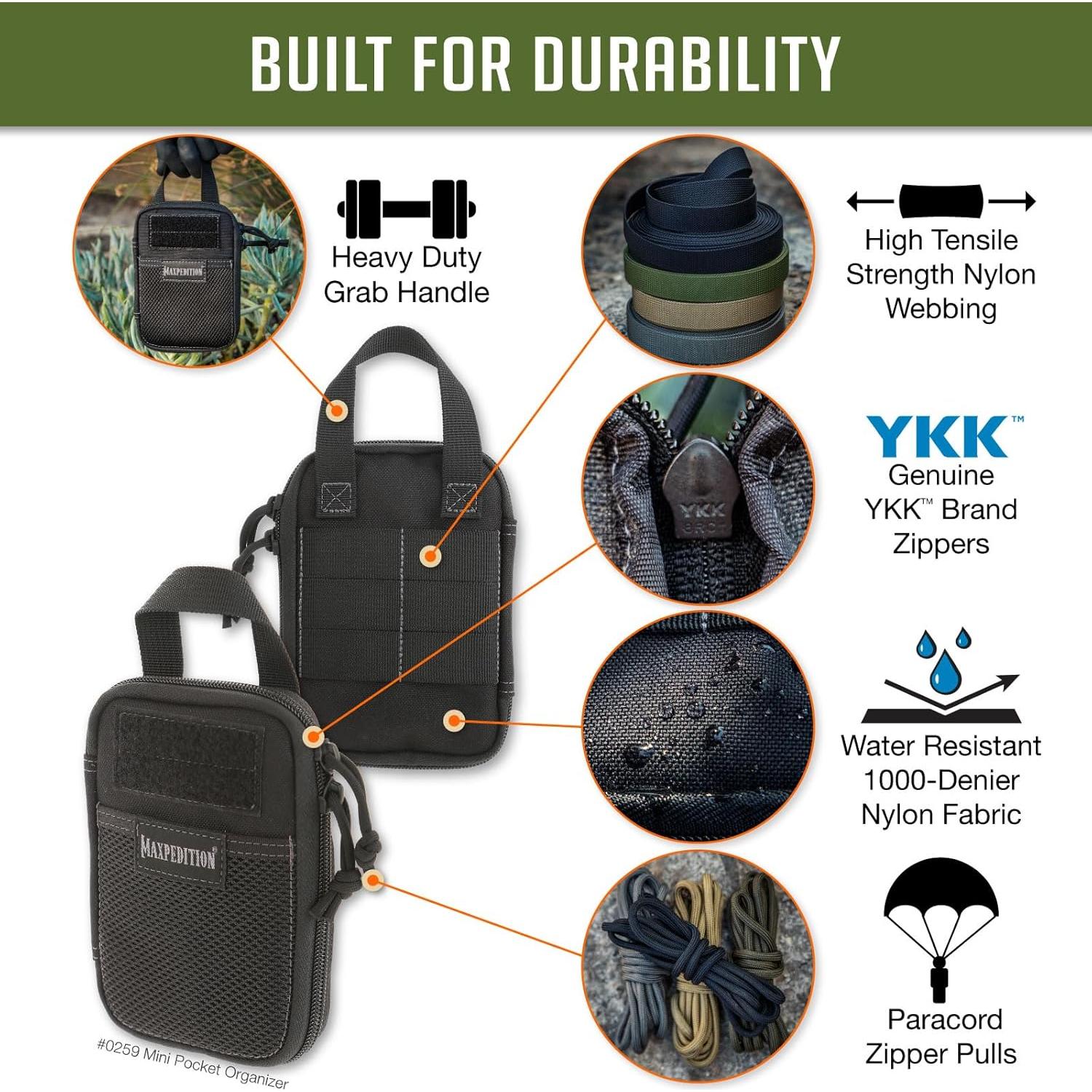 Organizador de bolsillo Maxpedition Mini EDC Negro 15x10 cm