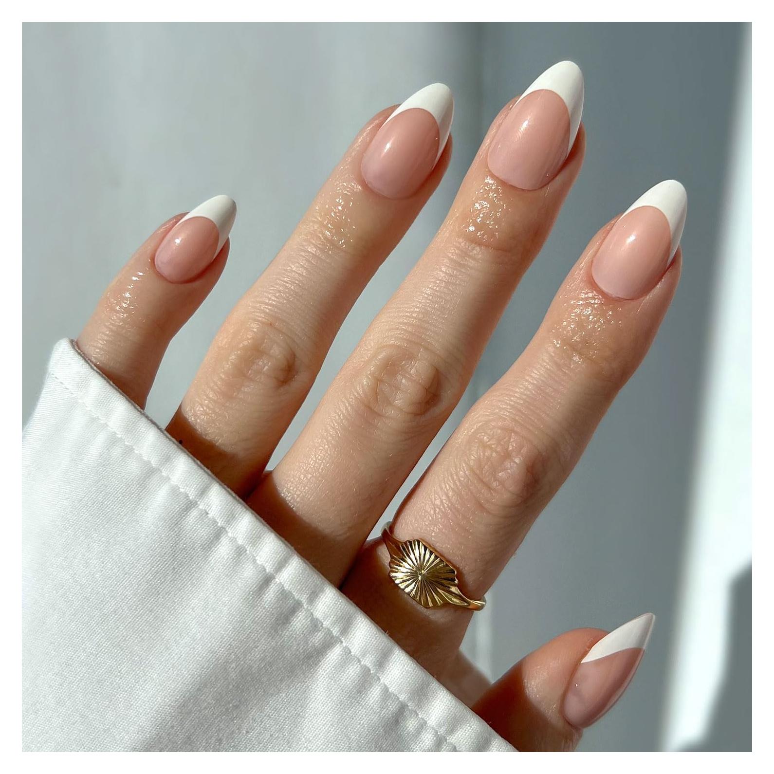 Uñas Postizas Glamnetic MaDamn - Punta Francesa, 24 Uñas, Reutilizables