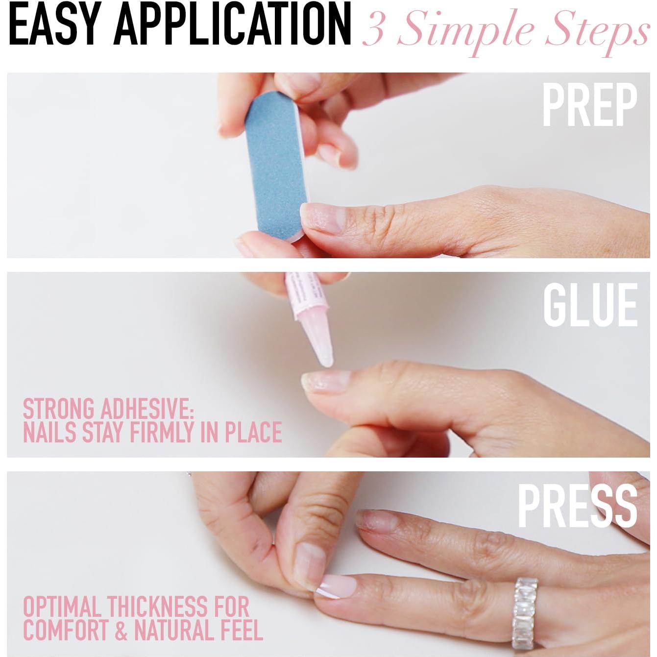 Uñas Postizas Glamnetic MaDamn - Punta Francesa, 24 Uñas, Reutilizables